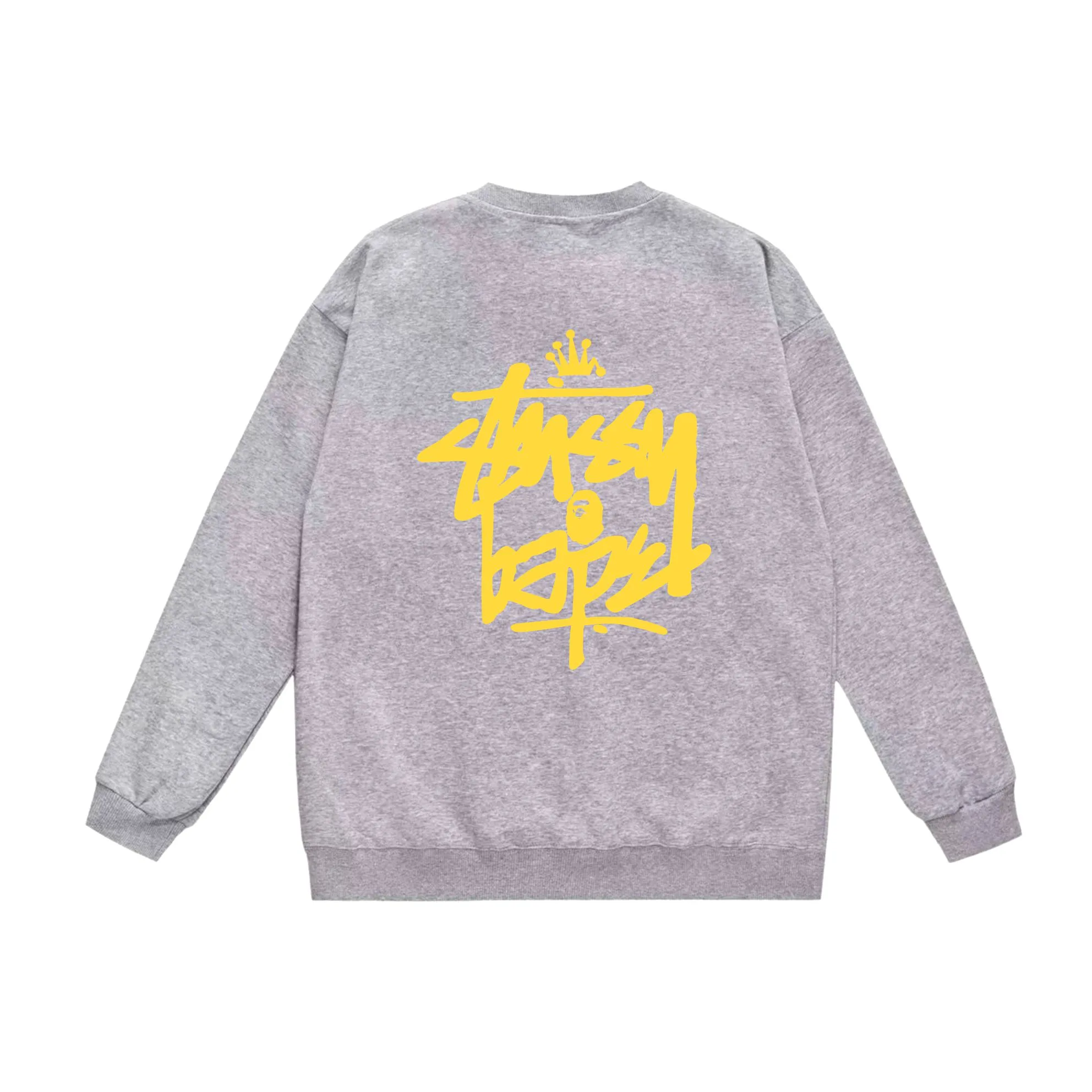 P150 model number SC508# terry 75 plus velvet 80 (top version) BAPE×STUSSY co-branded Stussy letter round neck sweatshirt Made of 350g large terry (drop shoulder large version) fabric, soft and non-pilling texture, imported environmentally friendly printing glue, bright and three-dimensional pattern, quality 💥Same style for men and women. The upper body is trendy. Color: black and red, white and red, gray and red, black and yellow, white and yellow, gray and yellow, black and white, white and black, gray and black. Size: S M L XL XXL