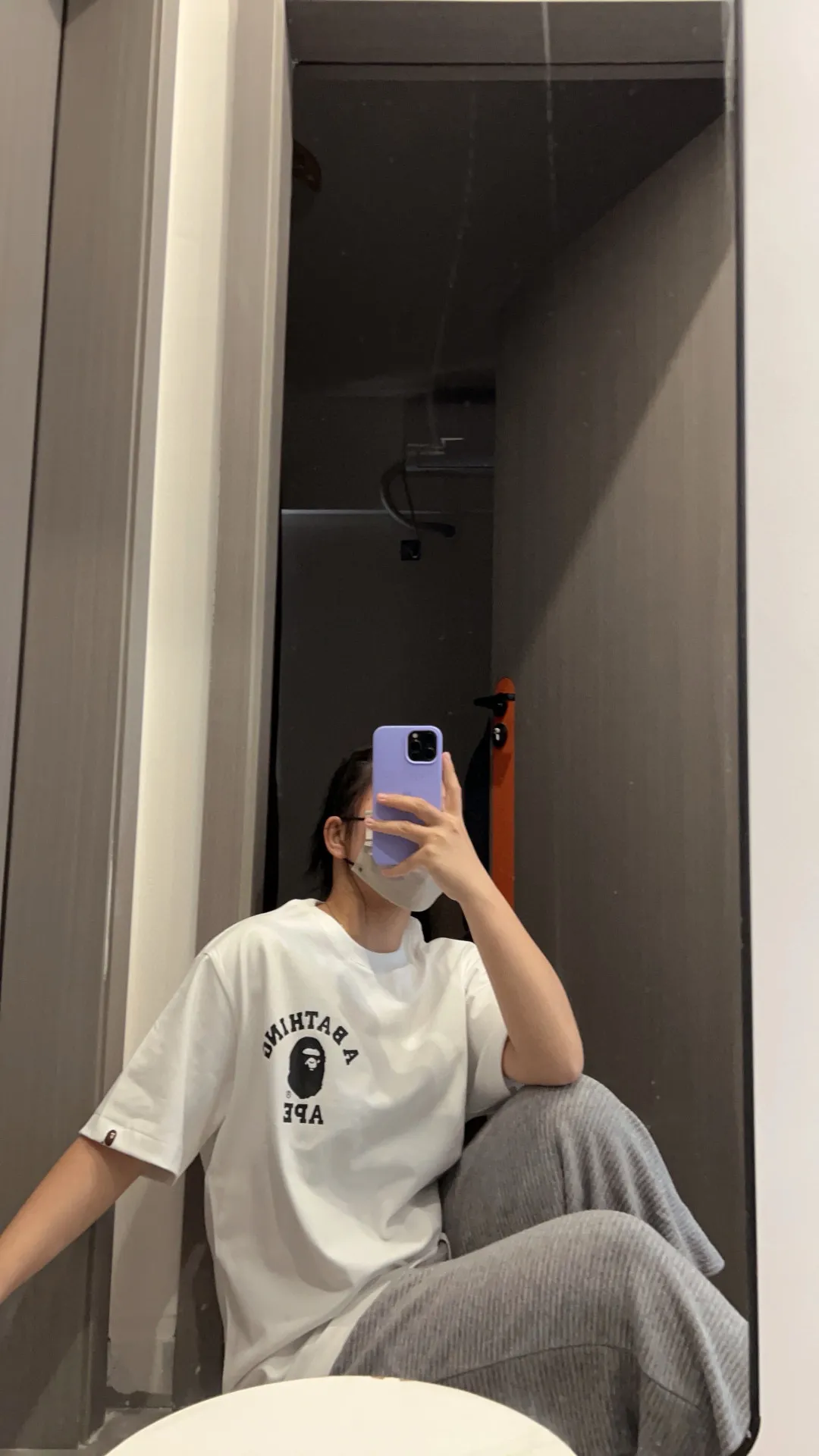 💰140 BAPE classic ape head letter print 280g heavy linen cotton fabric ZP version Couple style: S-XXL [Mi Xing white black navy]