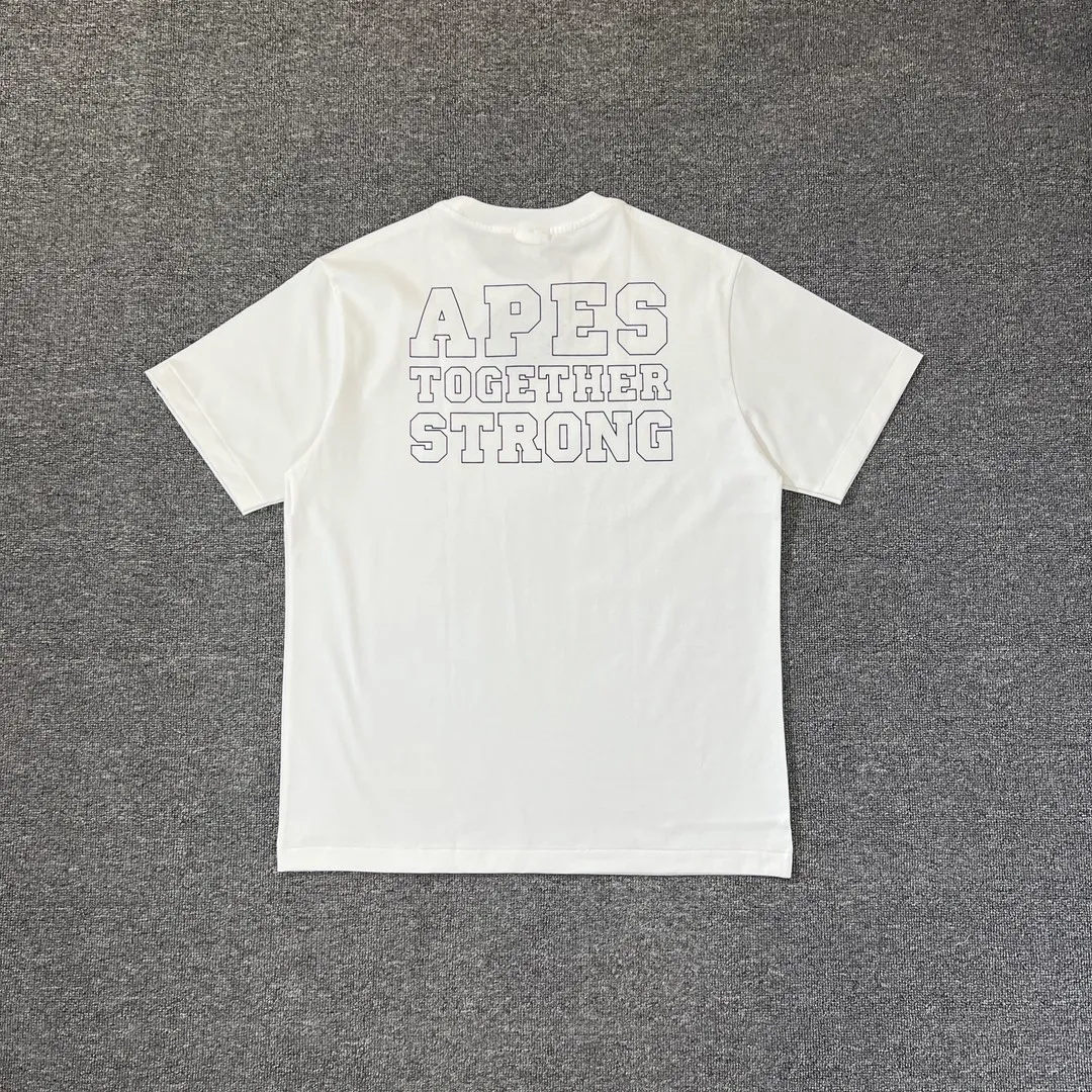 💰140 BAPE classic ape head letter print 280g heavy linen cotton fabric ZP version Couple style: S-XXL [Mi Xing white black navy]
