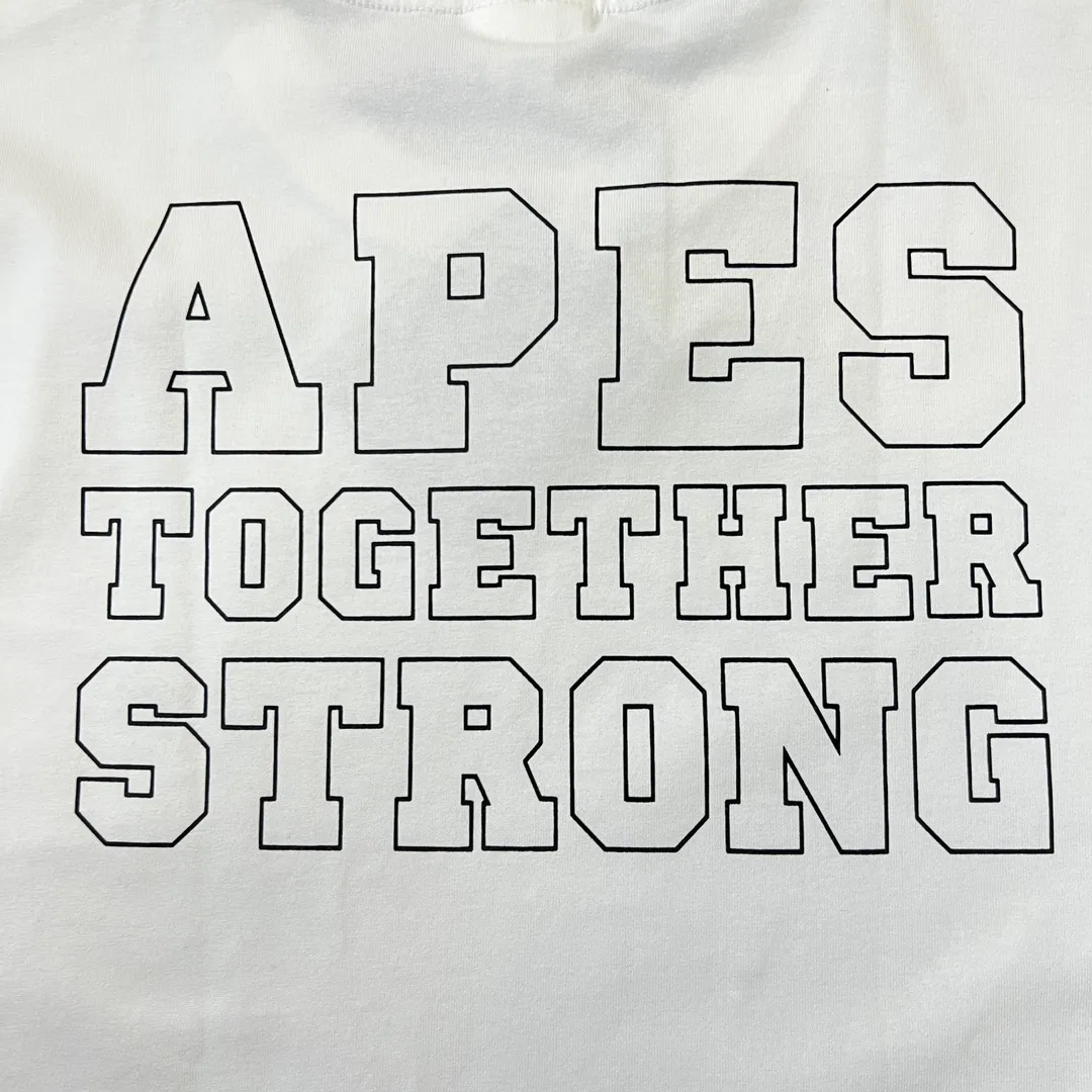 💰140 BAPE classic ape head letter print 280g heavy linen cotton fabric ZP version Couple style: S-XXL [Mi Xing white black navy]