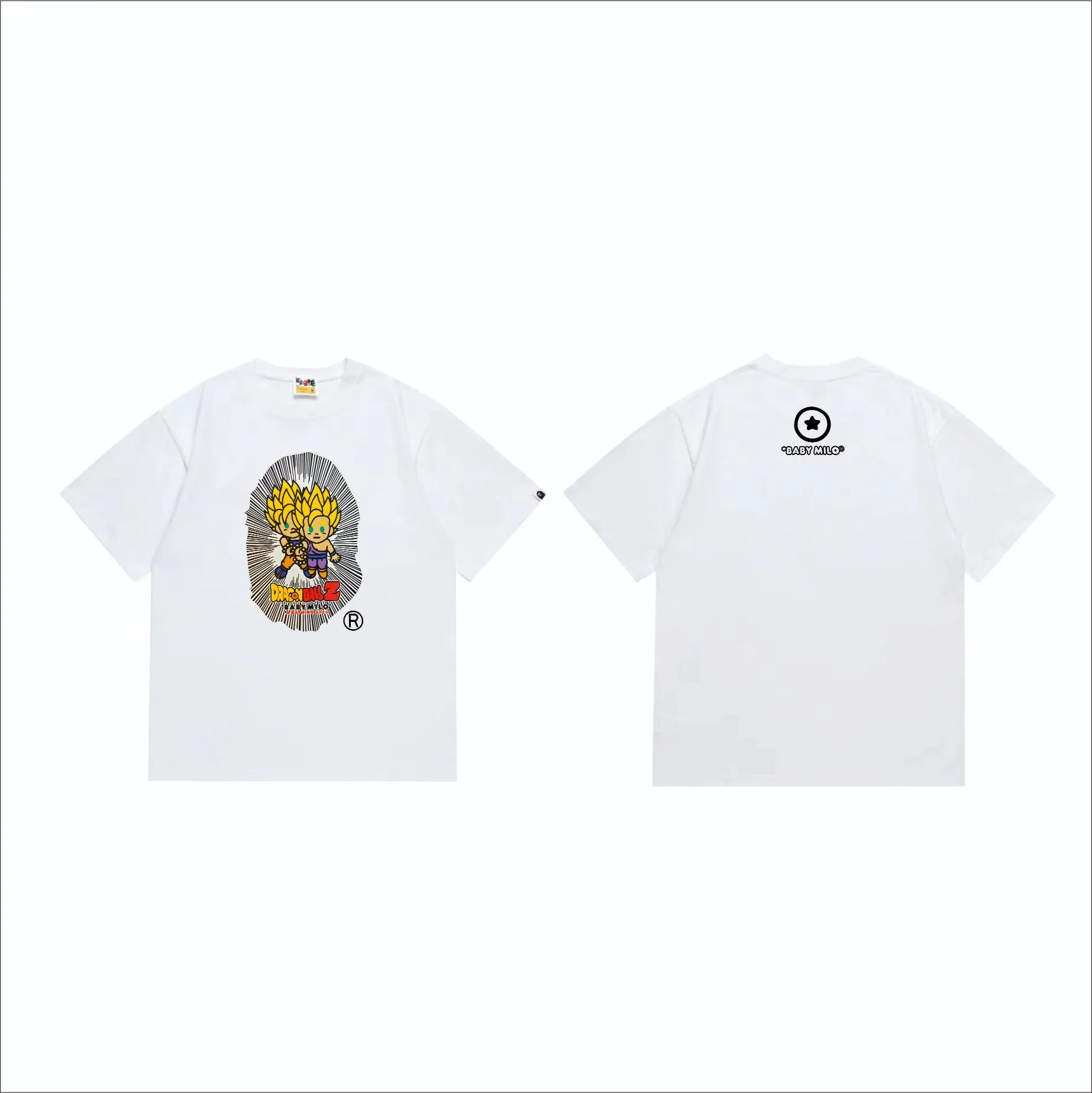 SC255#p110💰 (Top version) BAPE Dragon Ball co-branded Super Saiyan Great Ape printed T-shirt Made of 260 grams of high-quality high-weave pure cotton fabric, double yarn combed, soft texture and no pilling Imported environmentally friendly printing glue, bright and three-dimensional pattern, quality 💥Same style for men and women, the upper body is fashionable Color: black white Size: S M L XL XXL