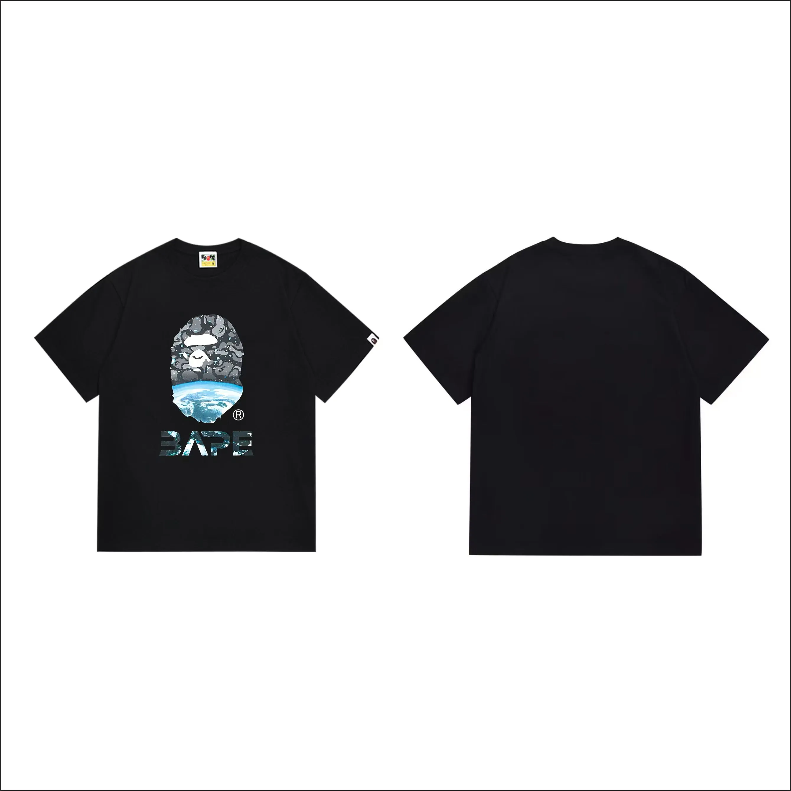 SC1022#p110💰 (top version) BAPE uses 260 grams of high-quality high-weave pure cotton fabric, double yarn combed, soft and non-pilling texture, imported environmentally friendly printing glue, bright and three-dimensional pattern, quality 💥Same style for men and women, the upper body is fashionable Color: black white Size: S M L XL XXL