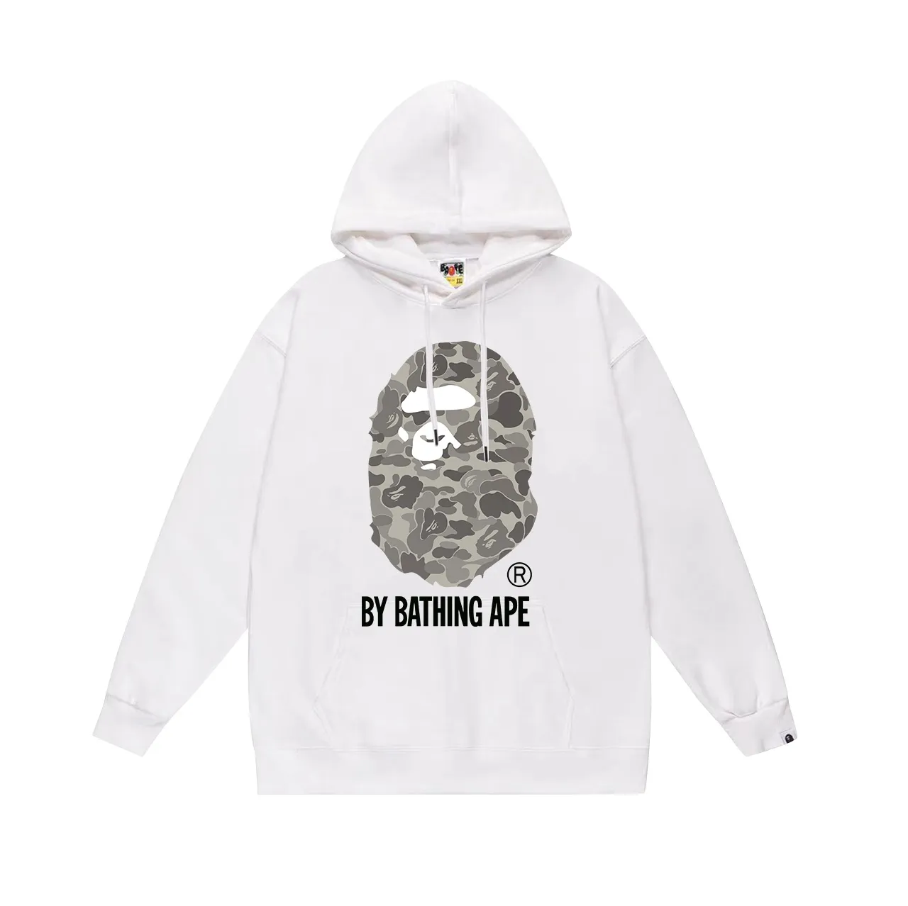 Model number SC647#terry p160 plus velvet p180💰 (top version) BAPE camouflage great ape letter print hooded sweatshirt Made of 380g large terry 430g silver fox velvet (drop shoulder large version) fabric, soft texture and no pilling Imported environmentally friendly printing glue The pattern is bright and three-dimensional Quality💥Same style for men and women The upper body is trendy Color: black white gray Size: S M L XL XXL