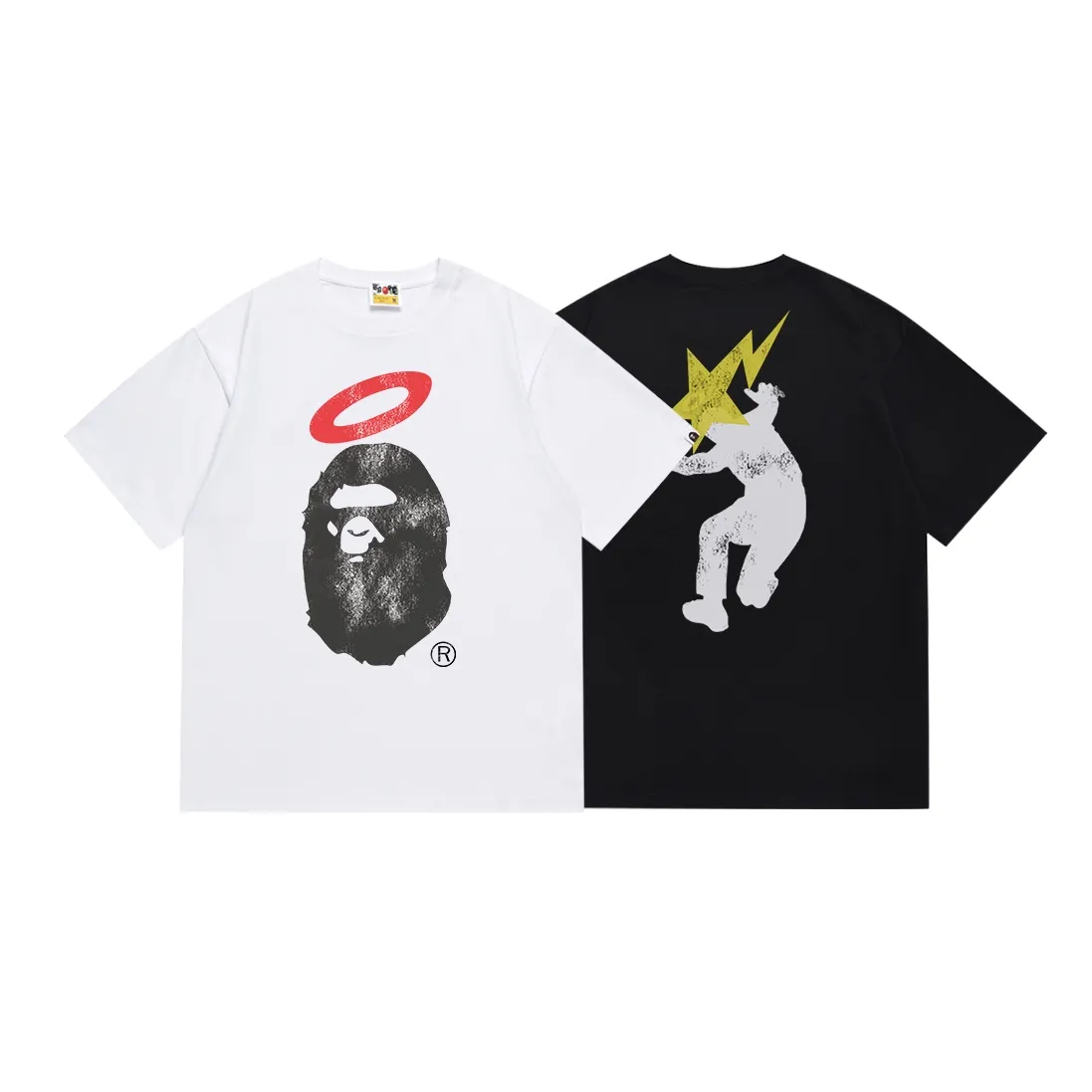 SC142#p110💰 (Top version) BAPE✖️ UNION joint limited 30th anniversary ape head short-sleeved T-shirt. Made of 260 grams of high-quality high-weave pure cotton fabric. Double yarn combed, soft texture and no pilling. Imported environmentally friendly printing glue. Bright and three-dimensional pattern. Quality💥Same style for men and women. The upper body is trendy. Color: black white. Size: S M L XL XXL