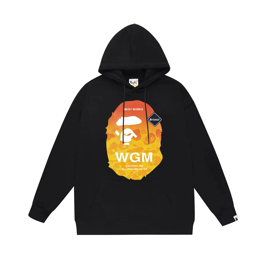 P190 model number SC609# terry 85 plus velvet 95 (top version) BAPE ape head letter printed hooded sweatshirt Made of 380g large terry (drop shoulder large version) fabric, soft and non-pilling, imported environmentally friendly printing glue, bright and three-dimensional pattern, quality 💥Same style for men and women, the upper body is fashionable Color: black white gray Size: S M L XL XXL