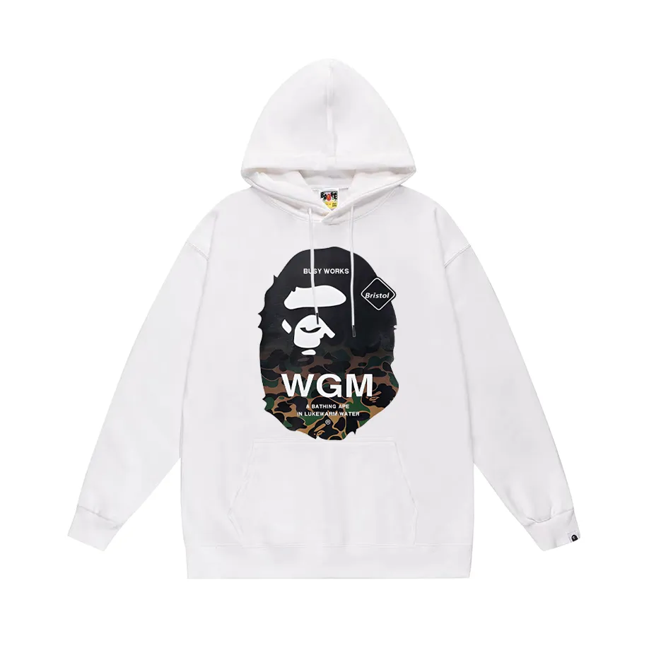 P190 model number SC609# terry 85 plus velvet 95 (top version) BAPE ape head letter printed hooded sweatshirt Made of 380g large terry (drop shoulder large version) fabric, soft and non-pilling, imported environmentally friendly printing glue, bright and three-dimensional pattern, quality 💥Same style for men and women, the upper body is fashionable Color: black white gray Size: S M L XL XXL