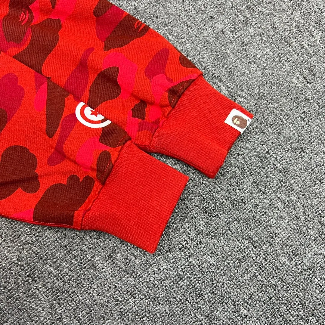 💰440 Bape double hood camouflage shark, customized fabric 1:1, fine workmanship, high quality version, couple model: S—XXL [blue, purple, red]
