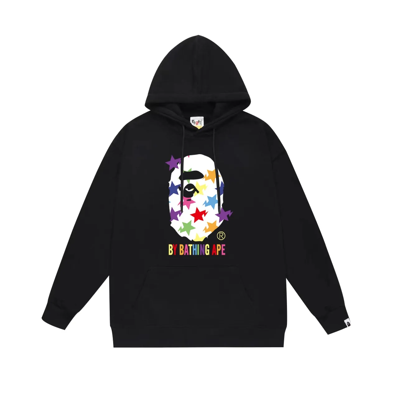 Model No. SC739# Terry p160 plus velvet 180💰 (top version) BAPE ape head color STA star printed hooded sweatshirt. Made of 380g large terry (drop shoulder large version) fabric. The texture is soft and non-pilling. Imported environmentally friendly printing glue. The pattern is bright and three-dimensional. Quality💥Same style for men and women. The upper body is trendy. Color: black white gray Size: S M L XL XXL
