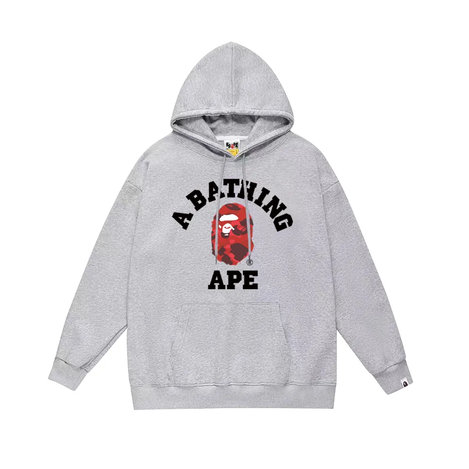 Model No. SC753#terry p160 plus velvet 180💰 (top version) BAPE classic monogram ape head pattern hooded sweatshirt. Made of 380 grams of large terry (drop shoulder large version) fabric. The texture is soft and non-pilling. Imported environmentally friendly printing glue. The pattern is bright and three-dimensional. Quality💥Same style for men and women. The upper body is trendy. Color: black white gray Size: S M L XL XXL