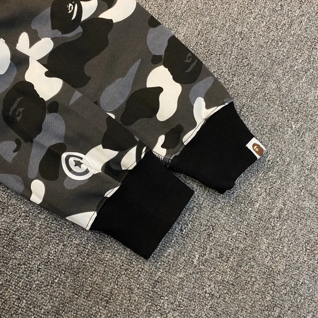 💰440 BAPE double hood camouflage luminous classic design printing custom fabrics couple model: S—XXL [gray white]