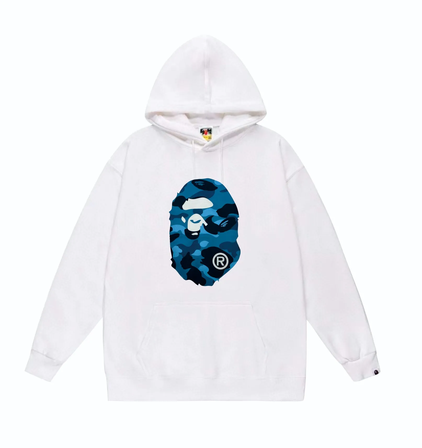 P160 model number SC852# terry 80 plus velvet 90 (top version) BAPE honeycomb camouflage letters great ape head print pattern hooded sweatshirt. Made of 380g large terry (drop shoulder large version) fabric, soft texture and no pilling. Imported environmentally friendly printing glue. Bright and three-dimensional pattern. Quality 💥Same style for men and women. The upper body is trendy. Color: black and blue, white and blue, gray and blue, black and gray, white and gray, gray and gray. Size: S M L XL XXL