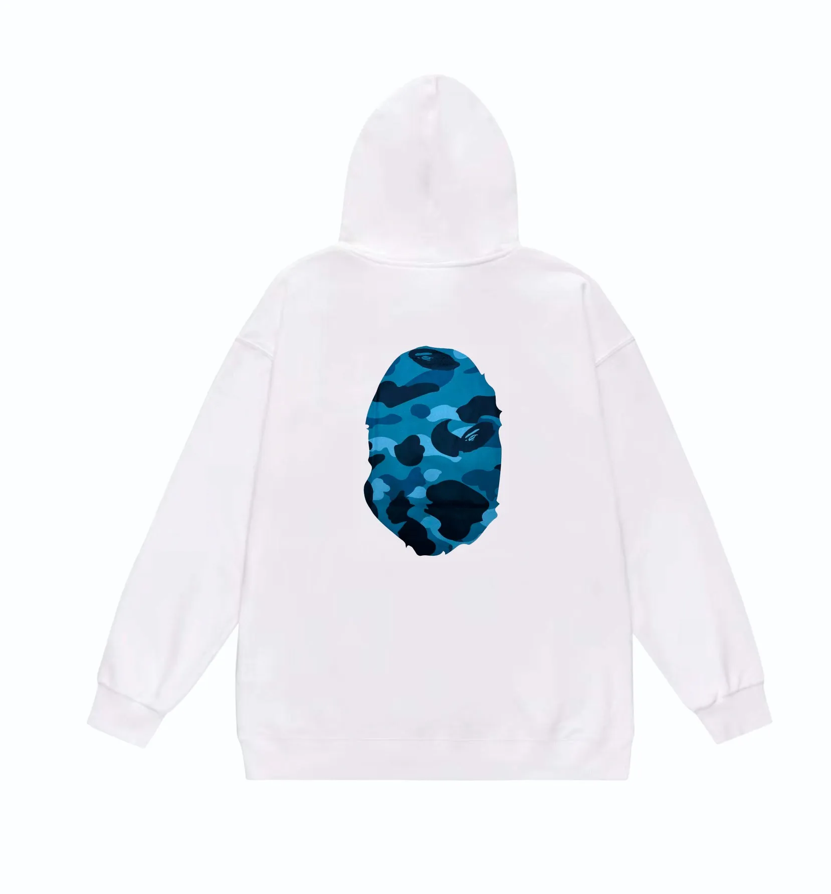 P160 model number SC852# terry 80 plus velvet 90 (top version) BAPE honeycomb camouflage letters great ape head print pattern hooded sweatshirt. Made of 380g large terry (drop shoulder large version) fabric, soft texture and no pilling. Imported environmentally friendly printing glue. Bright and three-dimensional pattern. Quality 💥Same style for men and women. The upper body is trendy. Color: black and blue, white and blue, gray and blue, black and gray, white and gray, gray and gray. Size: S M L XL XXL