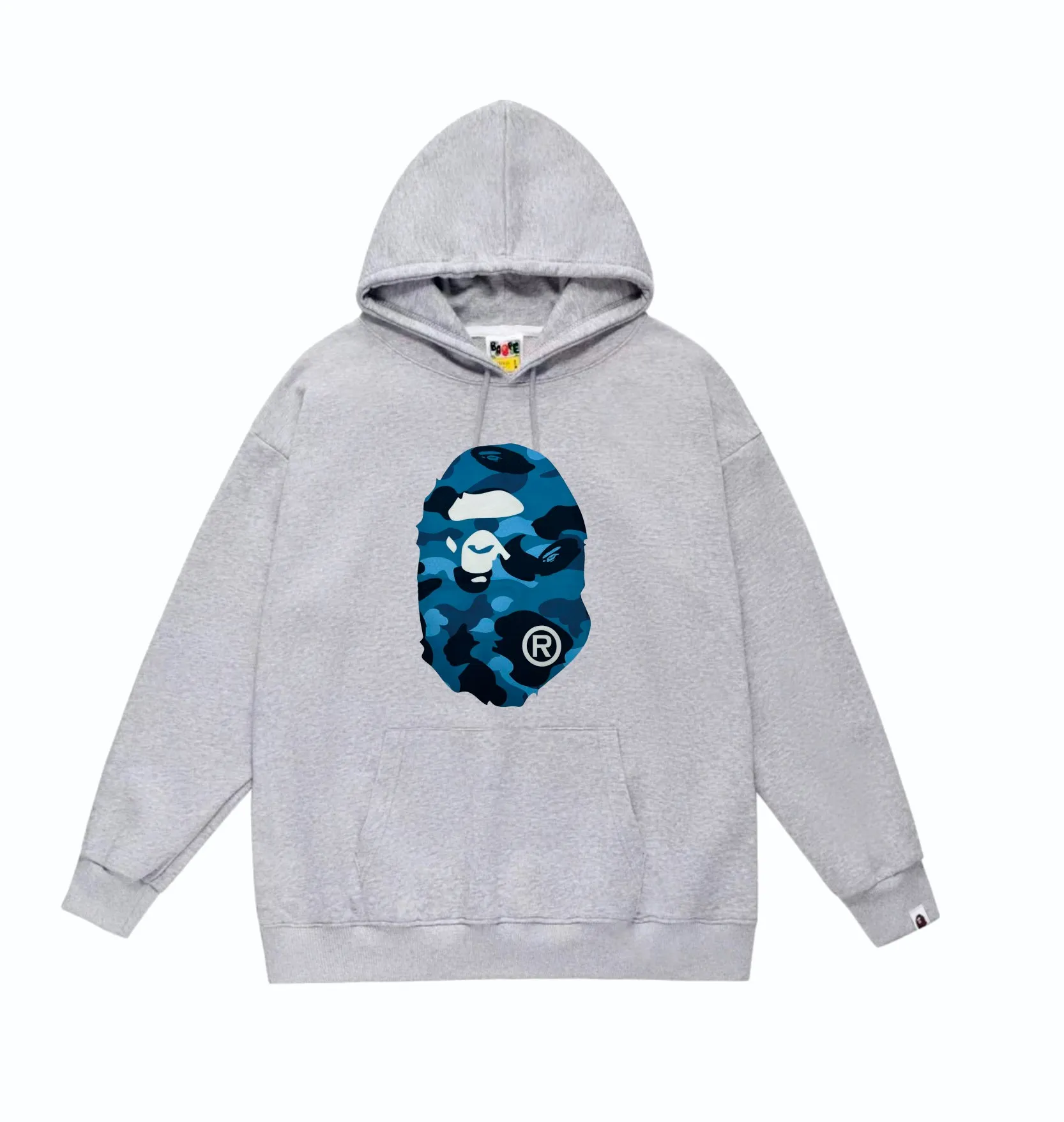 P160 model number SC852# terry 80 plus velvet 90 (top version) BAPE honeycomb camouflage letters great ape head print pattern hooded sweatshirt. Made of 380g large terry (drop shoulder large version) fabric, soft texture and no pilling. Imported environmentally friendly printing glue. Bright and three-dimensional pattern. Quality 💥Same style for men and women. The upper body is trendy. Color: black and blue, white and blue, gray and blue, black and gray, white and gray, gray and gray. Size: S M L XL XXL