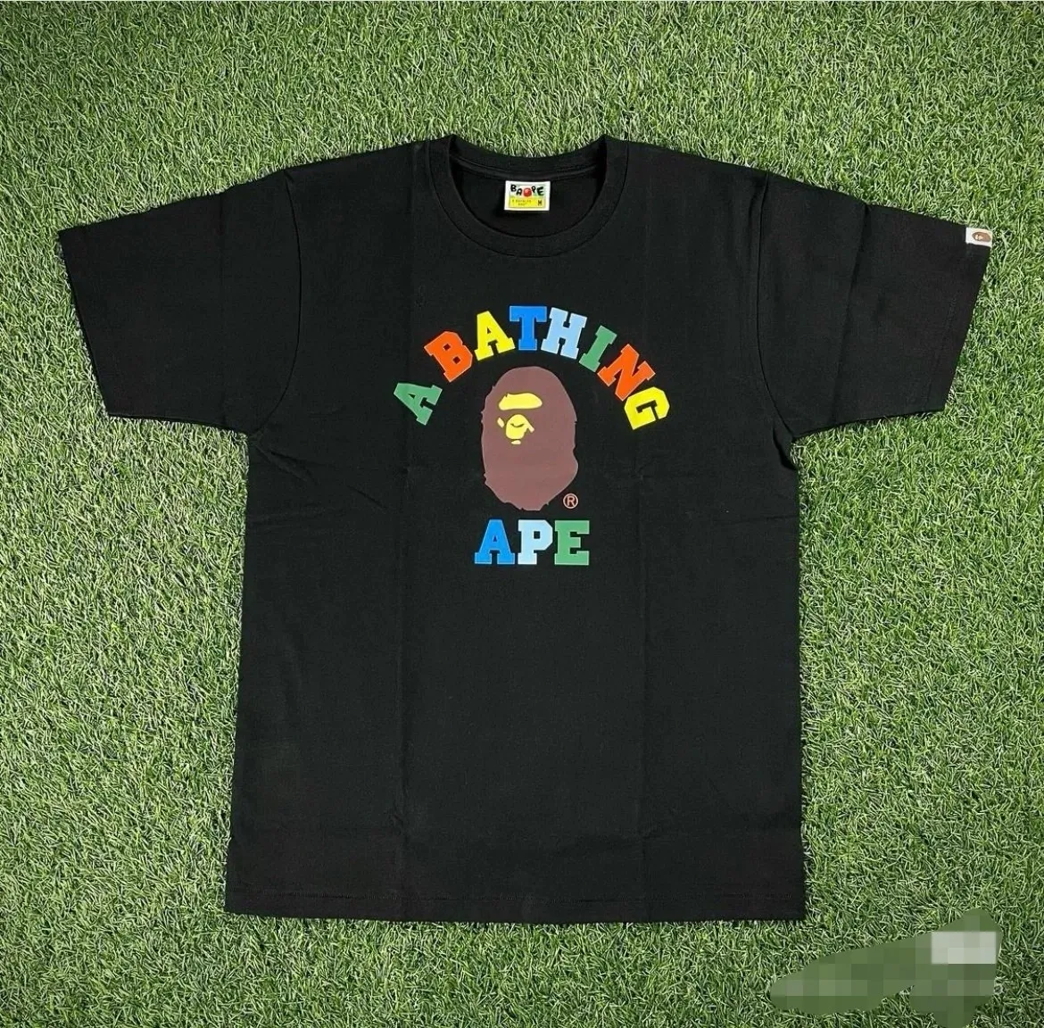 P110 001179 BAPE SS22 Colors College Tee chest printed round neck short-sleeved T-shirt, same style for men and women, size smlxlxxl, black and white