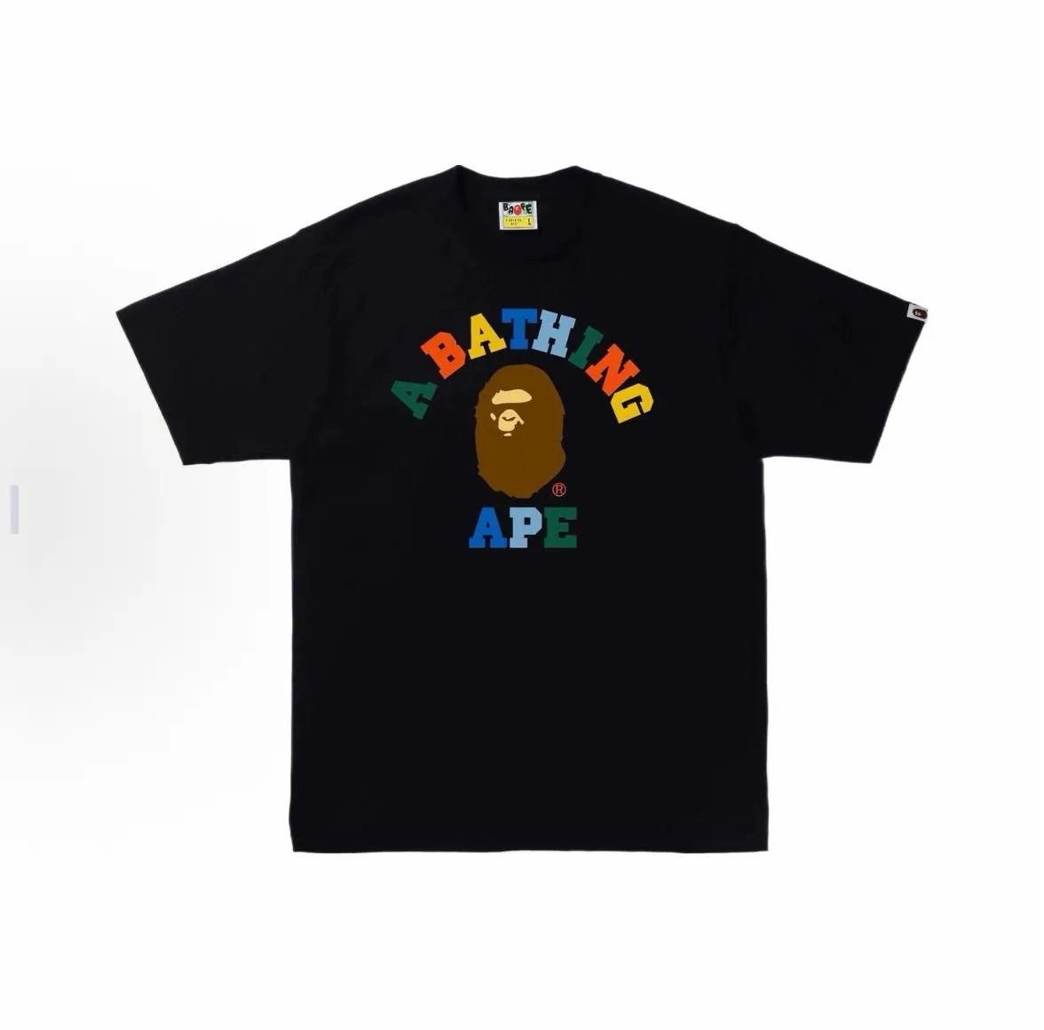 P110 001179 BAPE SS22 Colors College Tee chest printed round neck short-sleeved T-shirt, same style for men and women, size smlxlxxl, black and white