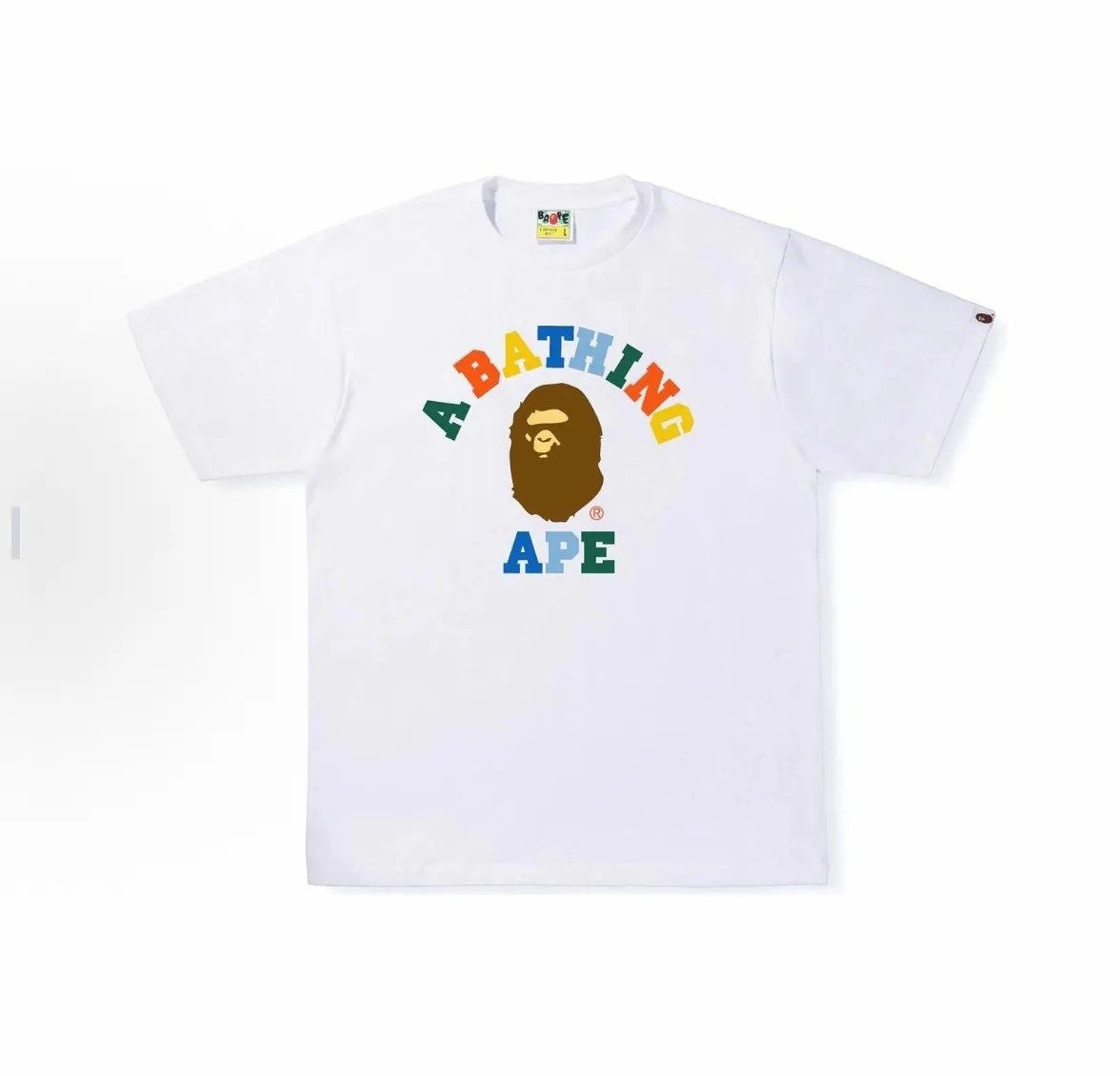 P110 001179 BAPE SS22 Colors College Tee chest printed round neck short-sleeved T-shirt, same style for men and women, size smlxlxxl, black and white