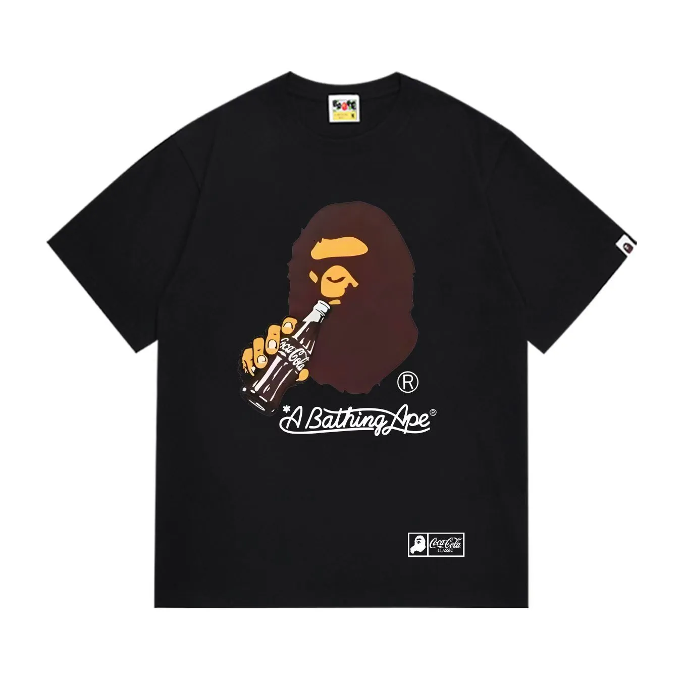 SC286#p110💰 (top version) BAPE uses 260 grams of high-quality high-weave pure cotton fabric, double yarn combed, soft texture and no pilling, imported environmentally friendly printing glue, bright and three-dimensional pattern, quality 💥Same style for men and women, the upper body is fashionable Color: black white Size: S M L XL XXL