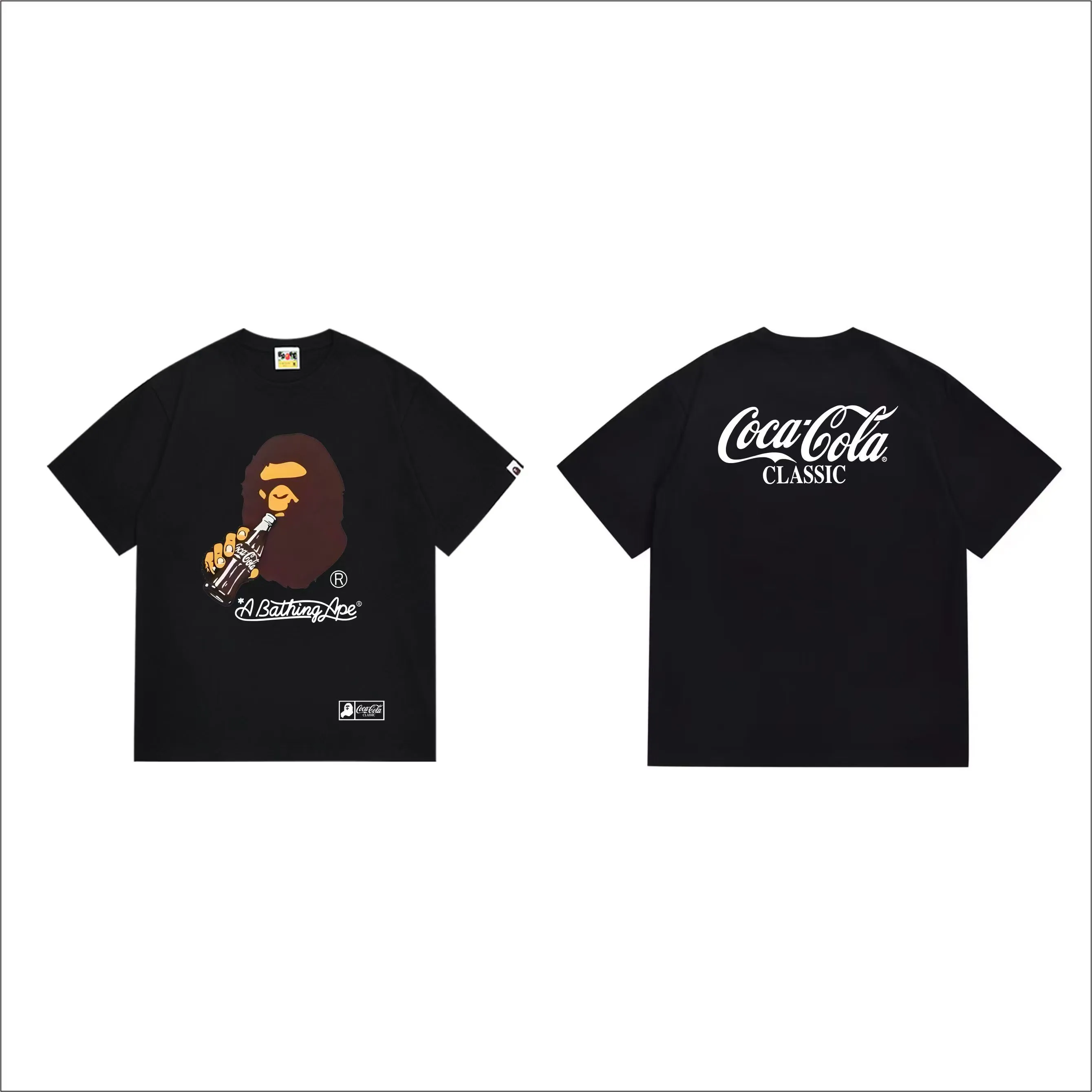 SC286#p110💰 (top version) BAPE uses 260 grams of high-quality high-weave pure cotton fabric, double yarn combed, soft texture and no pilling, imported environmentally friendly printing glue, bright and three-dimensional pattern, quality 💥Same style for men and women, the upper body is fashionable Color: black white Size: S M L XL XXL