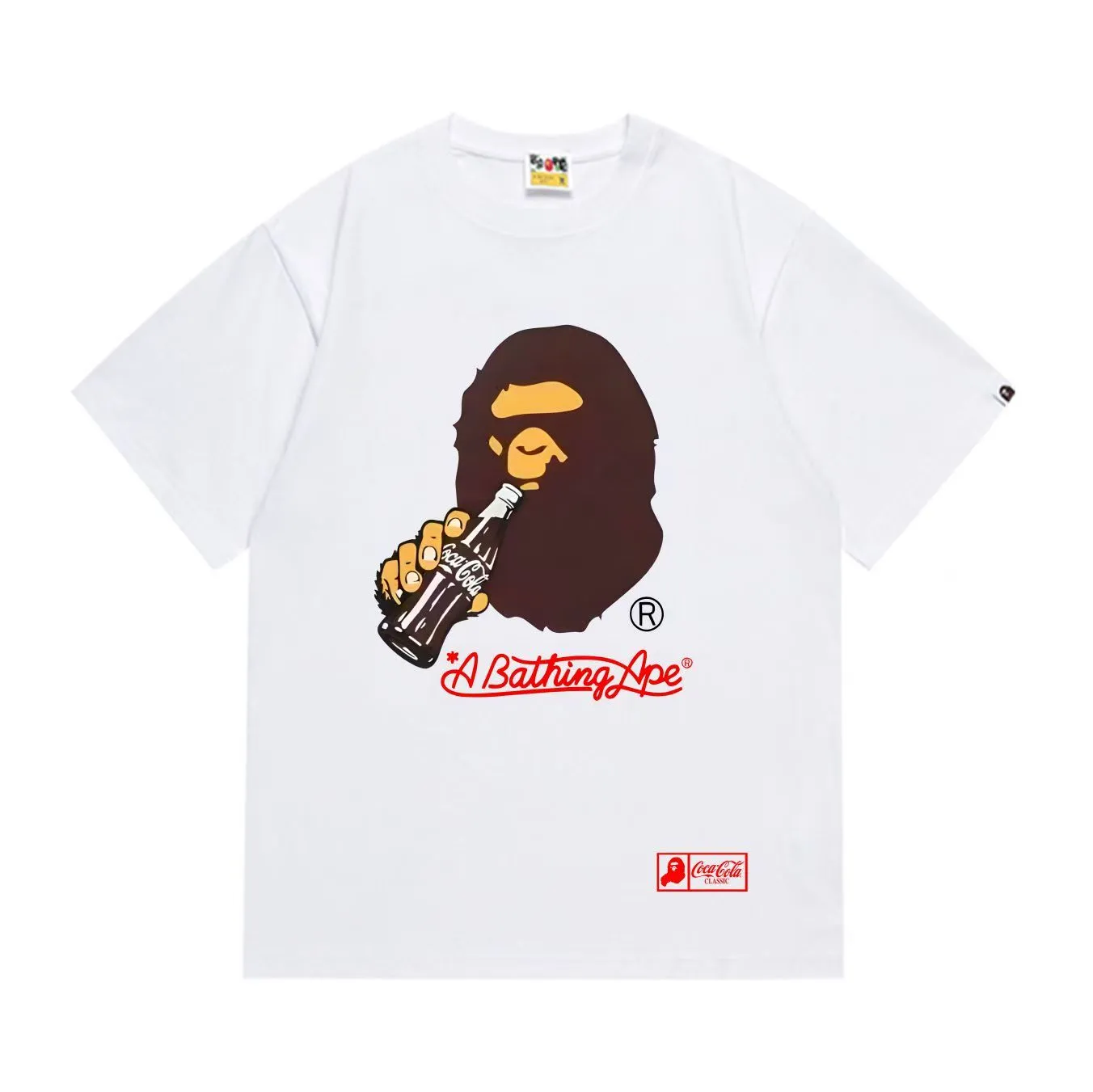 SC286#p110💰 (top version) BAPE uses 260 grams of high-quality high-weave pure cotton fabric, double yarn combed, soft texture and no pilling, imported environmentally friendly printing glue, bright and three-dimensional pattern, quality 💥Same style for men and women, the upper body is fashionable Color: black white Size: S M L XL XXL