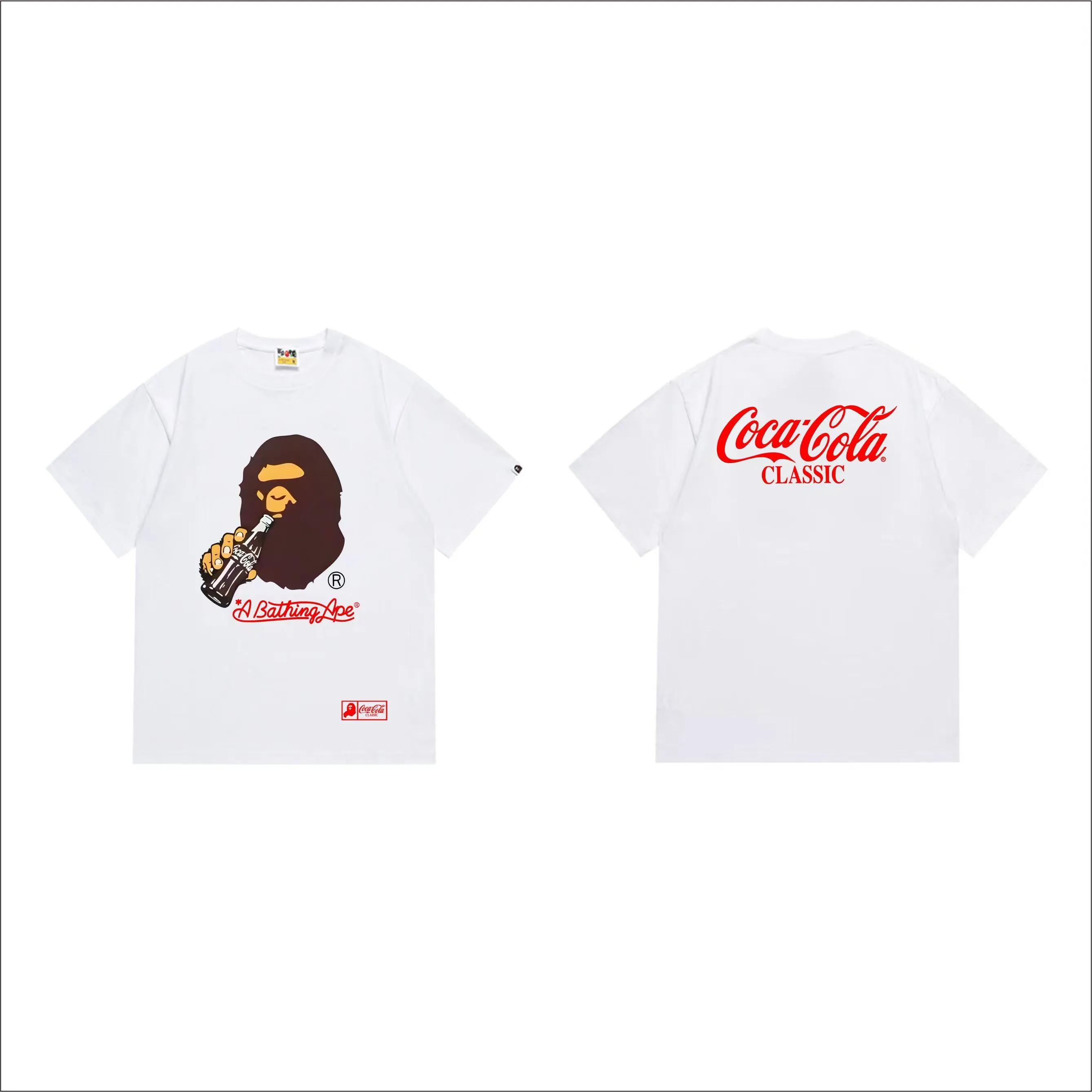SC286#p110💰 (top version) BAPE uses 260 grams of high-quality high-weave pure cotton fabric, double yarn combed, soft texture and no pilling, imported environmentally friendly printing glue, bright and three-dimensional pattern, quality 💥Same style for men and women, the upper body is fashionable Color: black white Size: S M L XL XXL