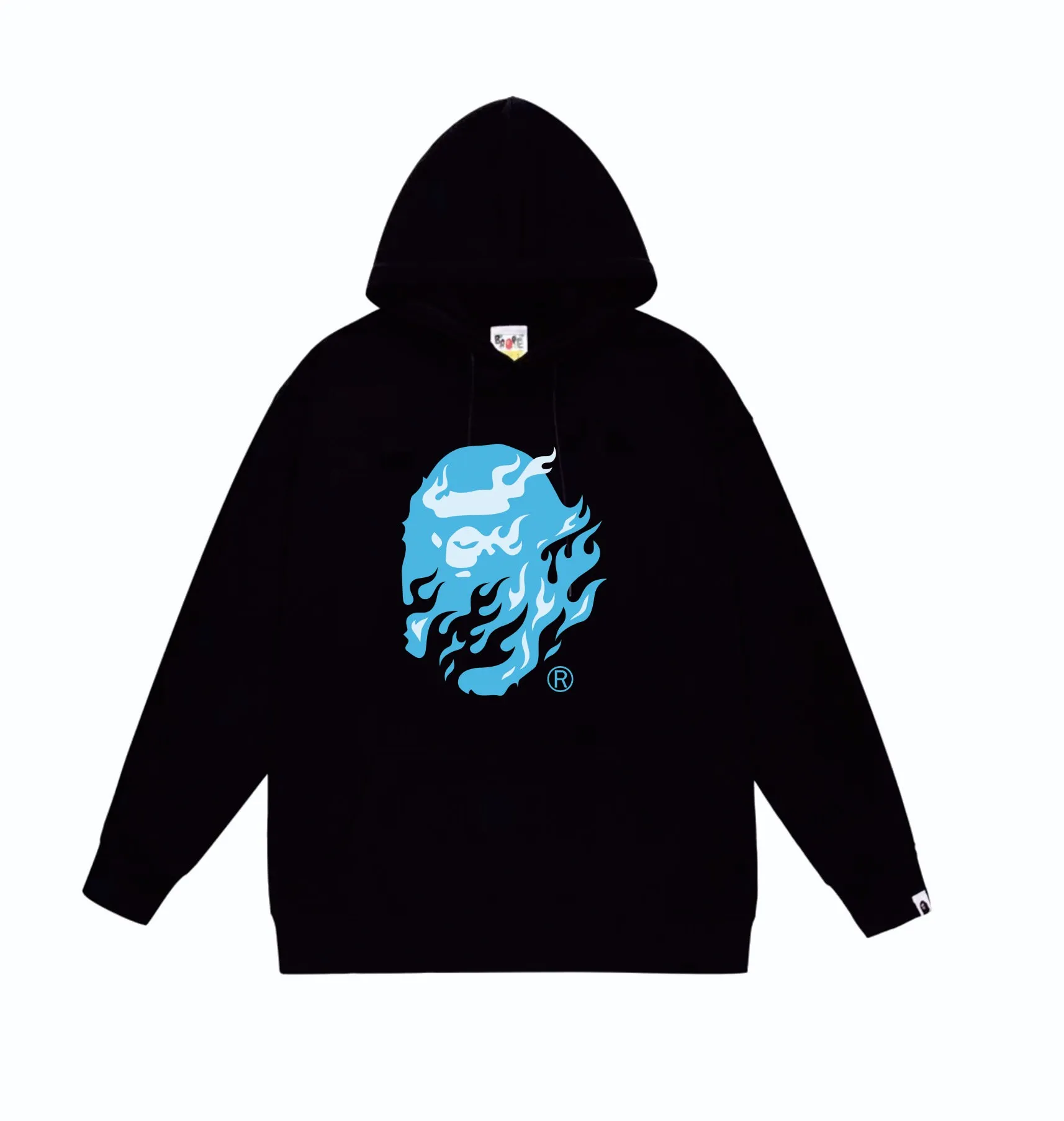 P160 model number SC829# terry 80 plus velvet 90 (top version) BAPE SS24 flame ape head print hooded sweatshirt Made of 380g large terry (drop shoulder large version) fabric, soft and non-pilling, imported environmentally friendly printing glue, bright and three-dimensional pattern, quality 💥Same style for men and women, the upper body is fashionable Color: black white gray Size: S M L XL XXL
