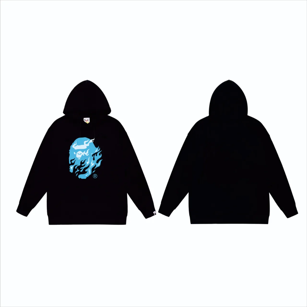 P160 model number SC829# terry 80 plus velvet 90 (top version) BAPE SS24 flame ape head print hooded sweatshirt Made of 380g large terry (drop shoulder large version) fabric, soft and non-pilling, imported environmentally friendly printing glue, bright and three-dimensional pattern, quality 💥Same style for men and women, the upper body is fashionable Color: black white gray Size: S M L XL XXL