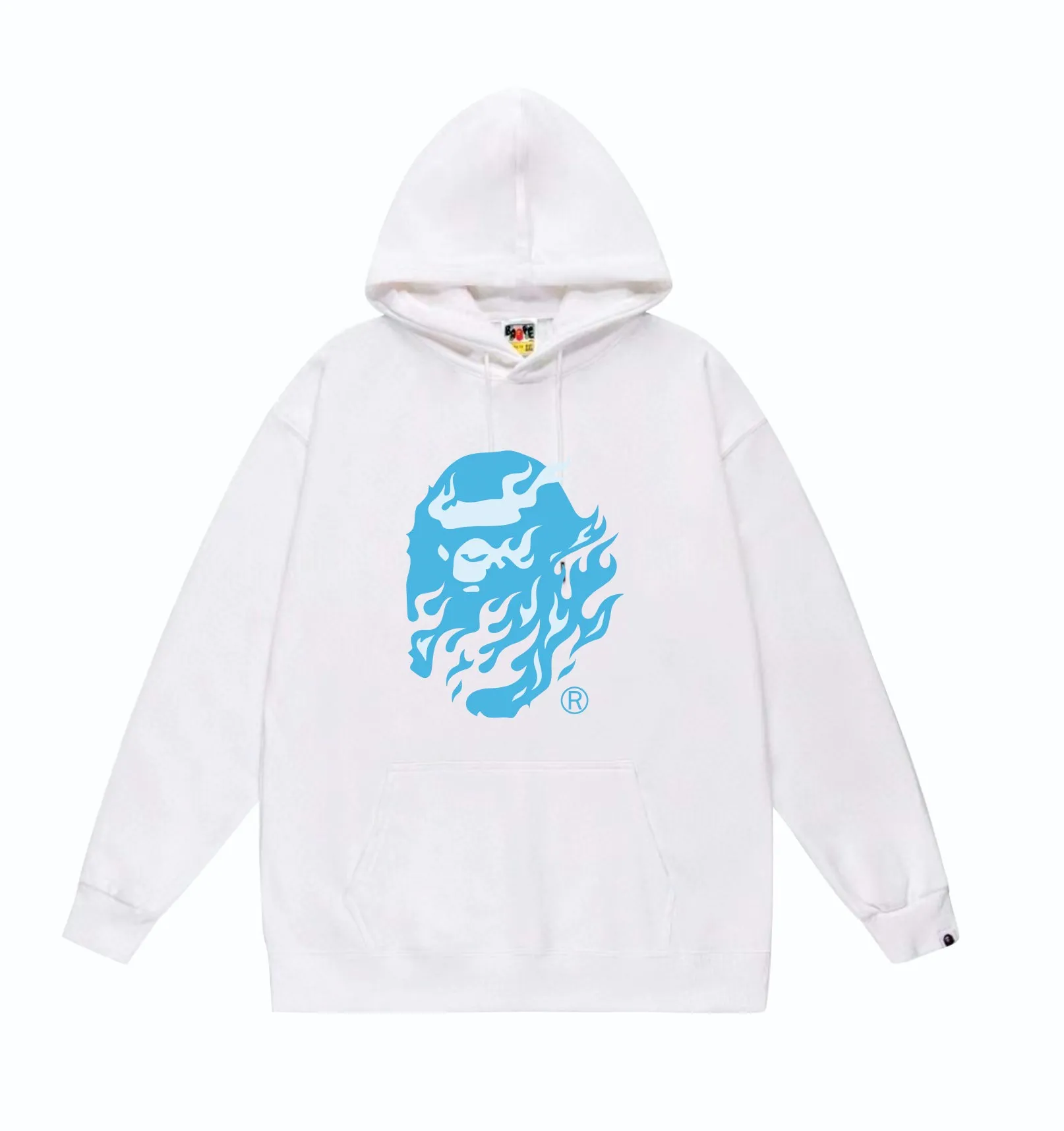 P160 model number SC829# terry 80 plus velvet 90 (top version) BAPE SS24 flame ape head print hooded sweatshirt Made of 380g large terry (drop shoulder large version) fabric, soft and non-pilling, imported environmentally friendly printing glue, bright and three-dimensional pattern, quality 💥Same style for men and women, the upper body is fashionable Color: black white gray Size: S M L XL XXL