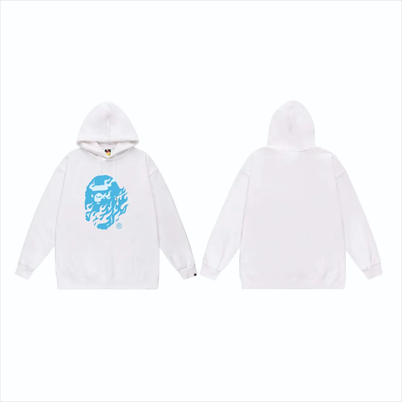 P160 model number SC829# terry 80 plus velvet 90 (top version) BAPE SS24 flame ape head print hooded sweatshirt Made of 380g large terry (drop shoulder large version) fabric, soft and non-pilling, imported environmentally friendly printing glue, bright and three-dimensional pattern, quality 💥Same style for men and women, the upper body is fashionable Color: black white gray Size: S M L XL XXL