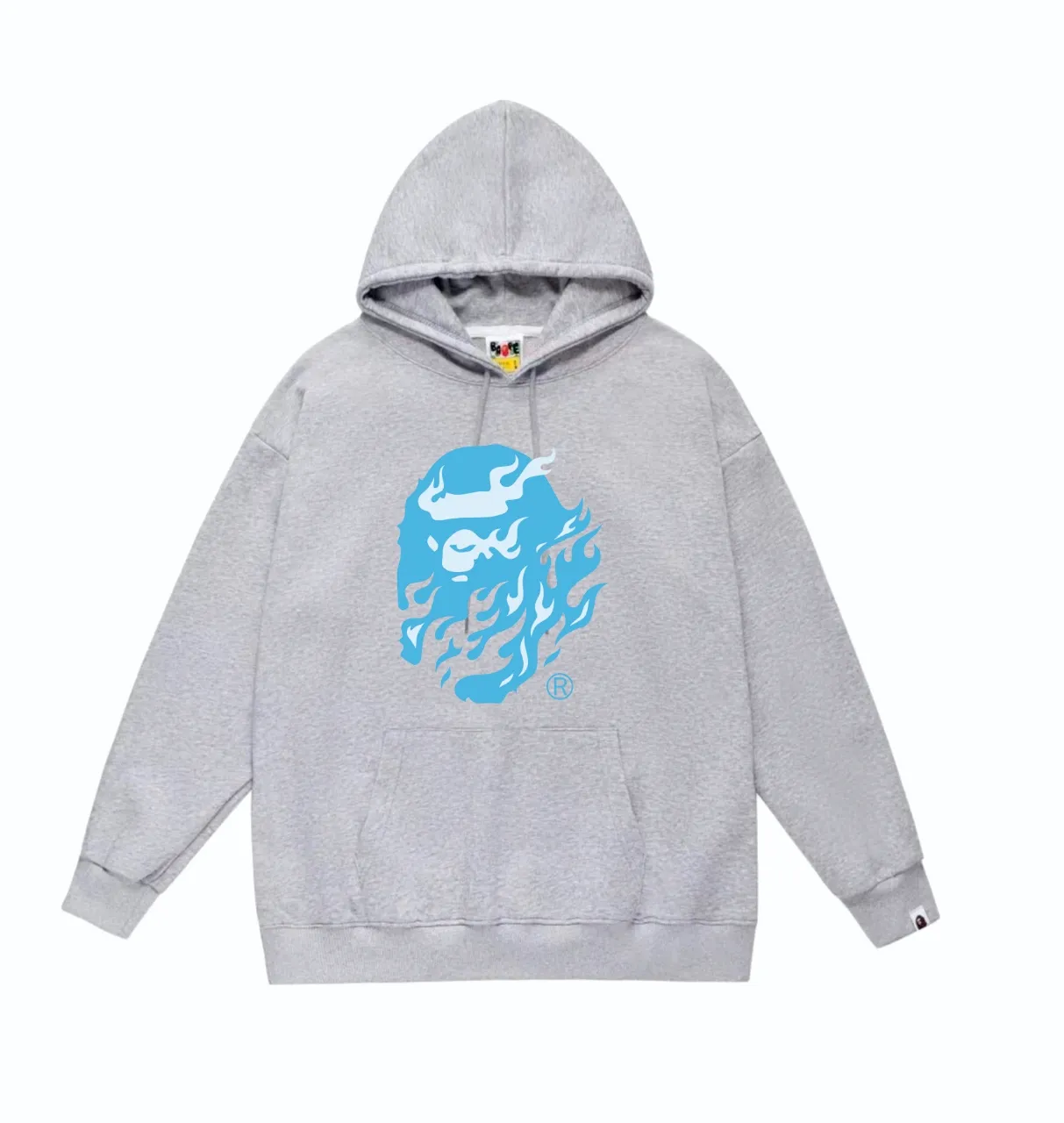 P160 model number SC829# terry 80 plus velvet 90 (top version) BAPE SS24 flame ape head print hooded sweatshirt Made of 380g large terry (drop shoulder large version) fabric, soft and non-pilling, imported environmentally friendly printing glue, bright and three-dimensional pattern, quality 💥Same style for men and women, the upper body is fashionable Color: black white gray Size: S M L XL XXL