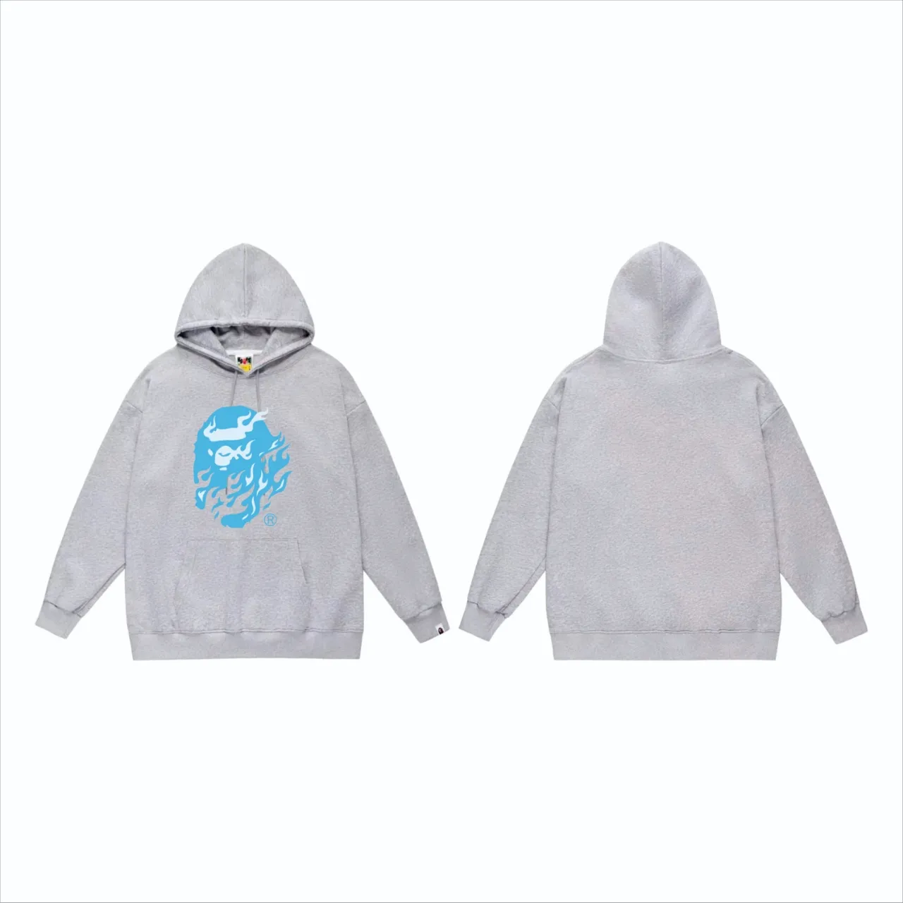 P160 model number SC829# terry 80 plus velvet 90 (top version) BAPE SS24 flame ape head print hooded sweatshirt Made of 380g large terry (drop shoulder large version) fabric, soft and non-pilling, imported environmentally friendly printing glue, bright and three-dimensional pattern, quality 💥Same style for men and women, the upper body is fashionable Color: black white gray Size: S M L XL XXL