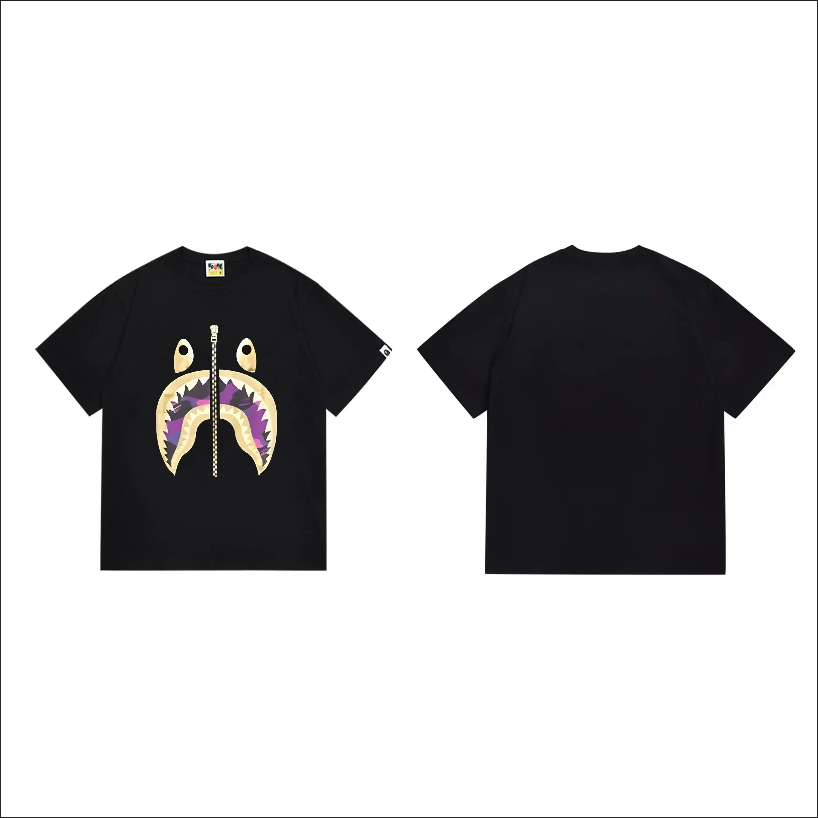 SC1014#p110💰 (top version) BAPE uses 260 grams of high-quality high-weave pure cotton fabric, double yarn combed, soft texture and no pilling, imported environmentally friendly printing glue, bright and three-dimensional pattern, quality 💥Same style for men and women, the upper body is trendy Color: Black White Size: S M L XL XXL