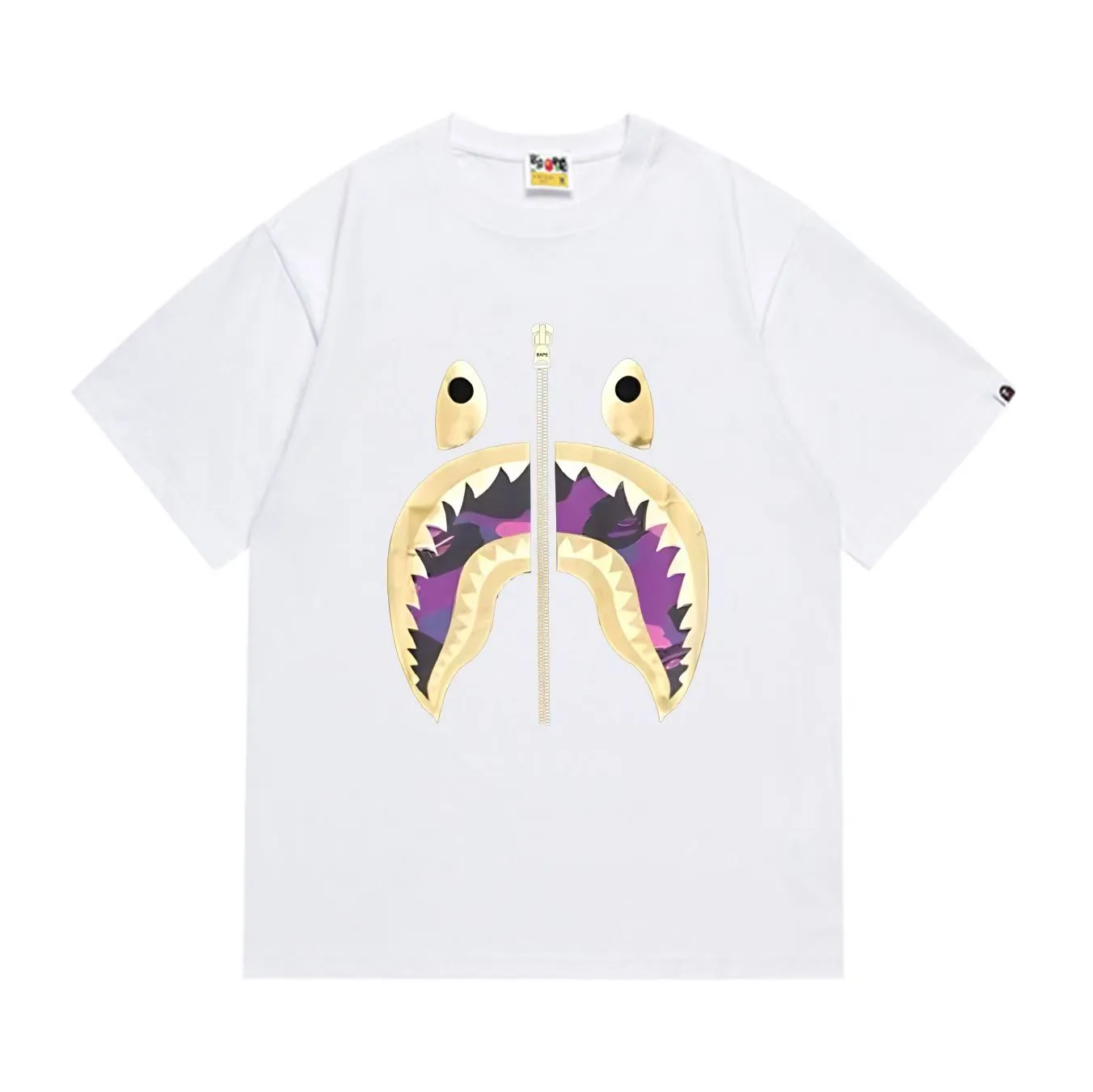 SC1014#p110💰 (top version) BAPE uses 260 grams of high-quality high-weave pure cotton fabric, double yarn combed, soft texture and no pilling, imported environmentally friendly printing glue, bright and three-dimensional pattern, quality 💥Same style for men and women, the upper body is trendy Color: Black White Size: S M L XL XXL