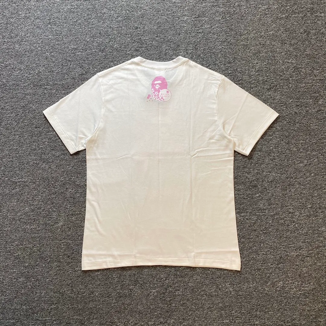 💰140 Bape Sakura Tree Second Generation Limited 2022SS Linen Cotton Fabric 280g Couple Style: S—XXL [Black White]