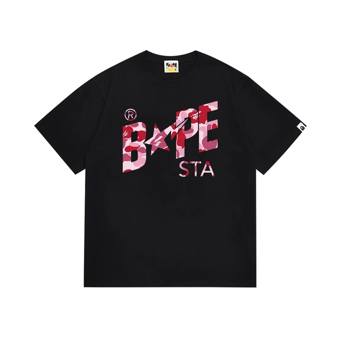 SC116#p110💰 (top version) BAPE camouflage star letter printed short-sleeved T-shirt Made of 260 grams of high-quality high-weave pure cotton fabric, double yarn combed, soft texture and no pilling Imported environmentally friendly printing glue, bright and three-dimensional pattern, quality 💥Same style for men and women, the upper body is fashionable Color: black white Size: S M L XL XXL