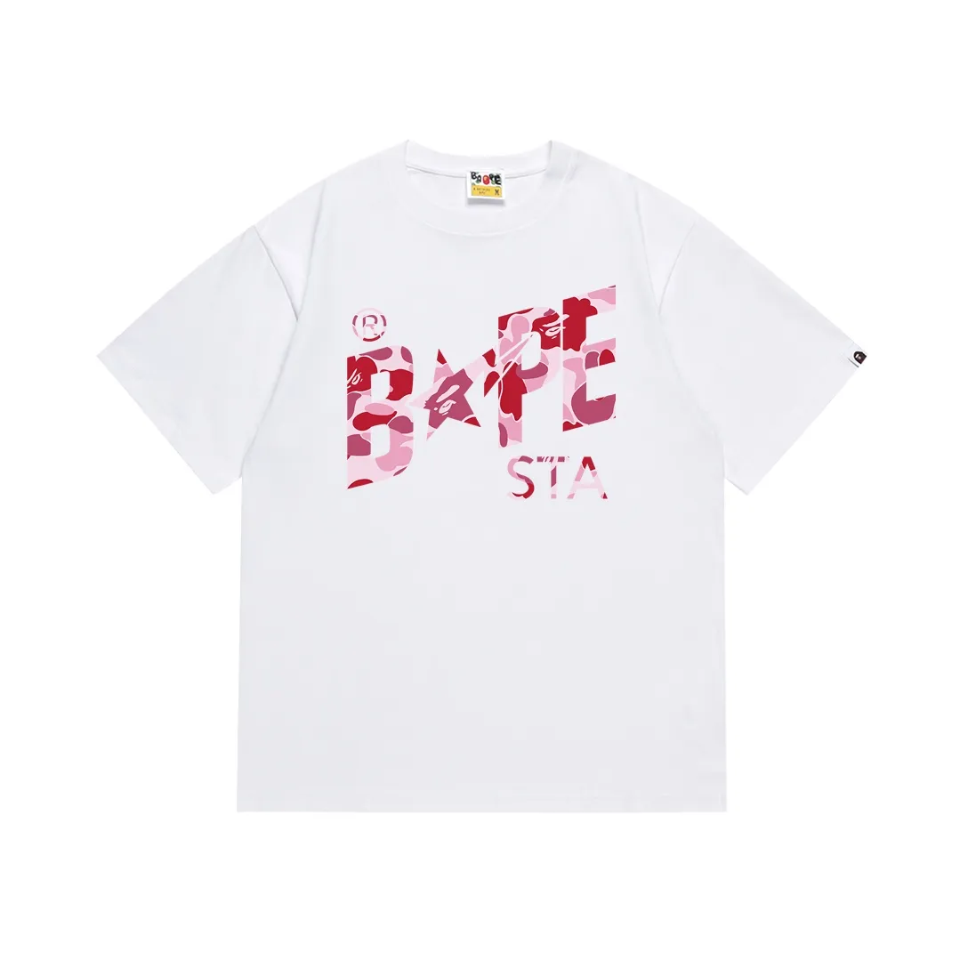 SC116#p110💰 (top version) BAPE camouflage star letter printed short-sleeved T-shirt Made of 260 grams of high-quality high-weave pure cotton fabric, double yarn combed, soft texture and no pilling Imported environmentally friendly printing glue, bright and three-dimensional pattern, quality 💥Same style for men and women, the upper body is fashionable Color: black white Size: S M L XL XXL