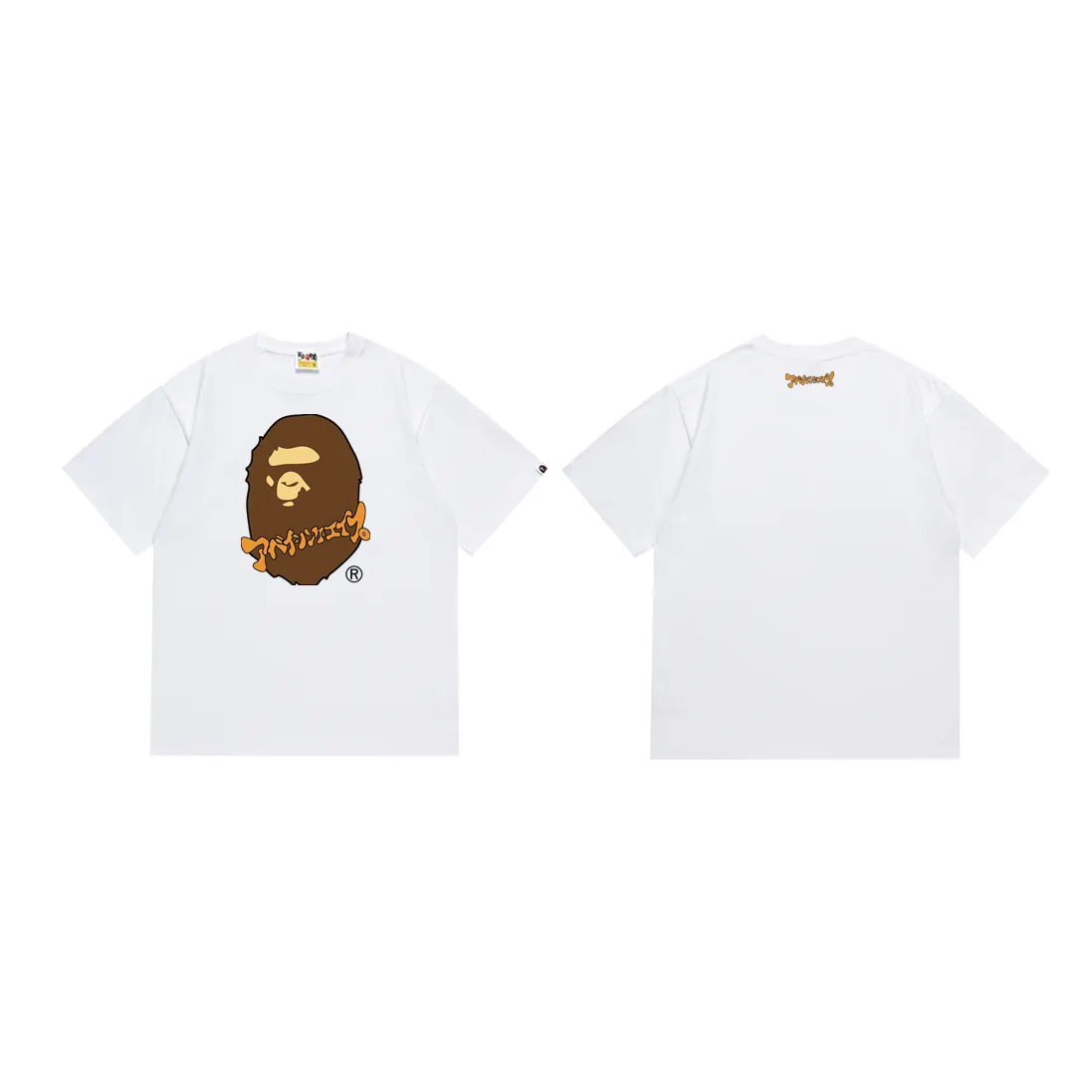 SC188#p110💰 (Top version) BAPE Japanese Katakana printed short-sleeved T-shirt made of 260 grams of high-quality high-woven pure cotton fabric, double yarn combed, soft and non-pilling, imported environmentally friendly printing glue, bright and three-dimensional pattern, quality 💥Same style for men and women, the upper body is fashionable Color: White Purple Gray Size: S M L XL XXL