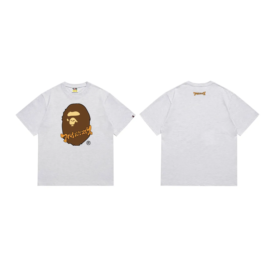 SC188#p110💰 (Top version) BAPE Japanese Katakana printed short-sleeved T-shirt made of 260 grams of high-quality high-woven pure cotton fabric, double yarn combed, soft and non-pilling, imported environmentally friendly printing glue, bright and three-dimensional pattern, quality 💥Same style for men and women, the upper body is fashionable Color: White Purple Gray Size: S M L XL XXL