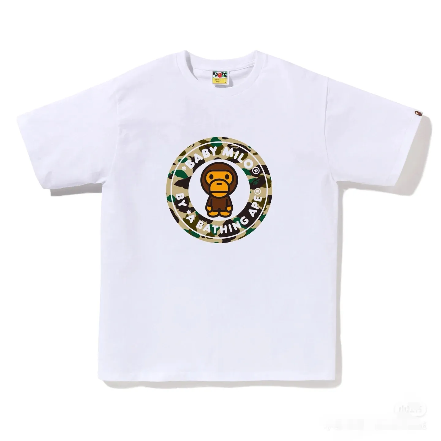 P110 001104 BAPE SS25 1ST CAMO series little monkey print round neck short-sleeved T-shirt, same style for men and women, size since black and green, black and yellow, black and gray, white and green, white and yellow, white and gray