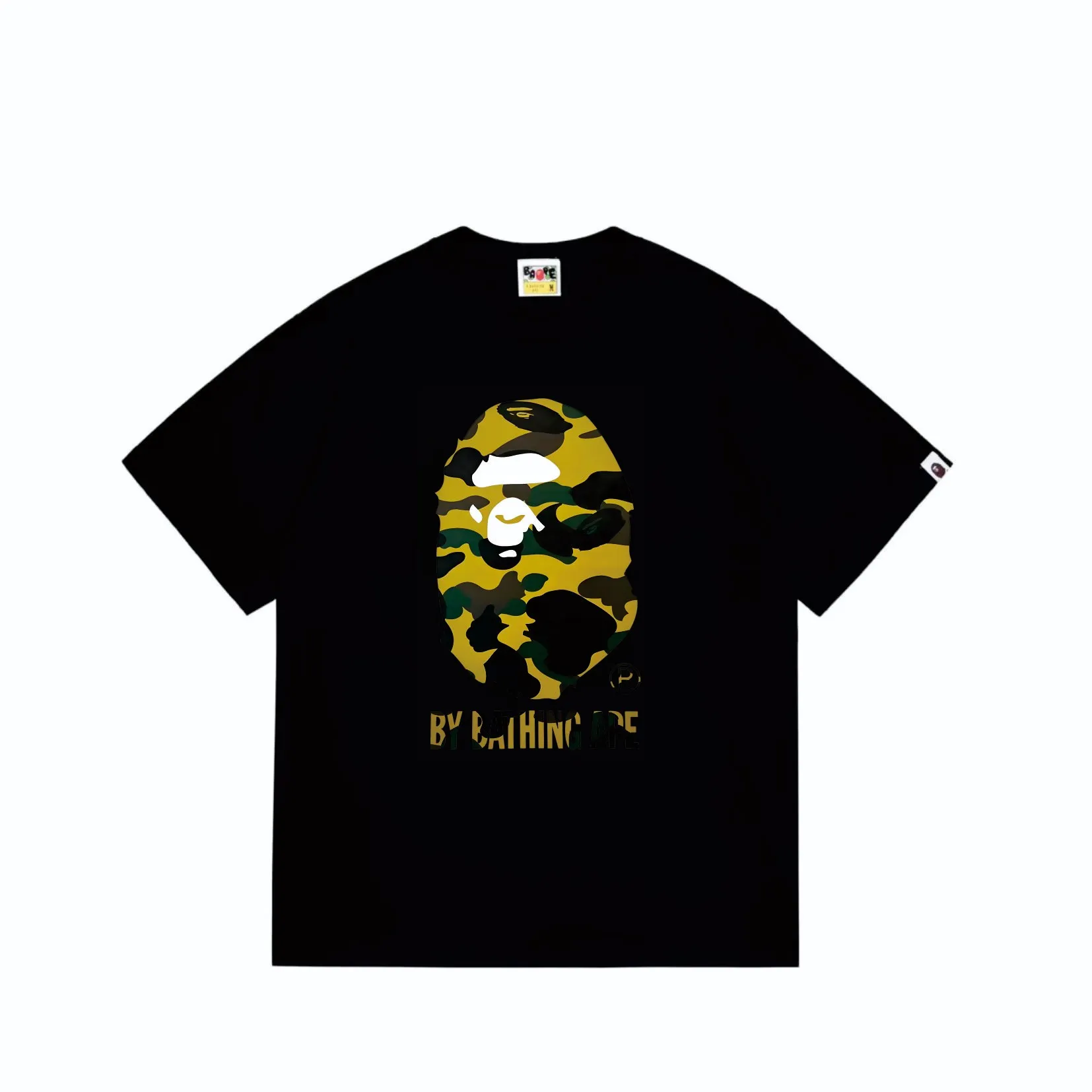 SC260#p110💰 (top version) BAPE classic great ape print camouflage short-sleeved T-shirt. Made of 260 grams of high-quality high-weave pure cotton fabric. Double yarn combed, soft texture and no pilling. Imported environmentally friendly printing glue. Bright and three-dimensional pattern. Quality💥Same style for men and women. The upper body is trendy. Color: black and yellow, white and yellow, black and green, white and green. Size: S M L XL XXL