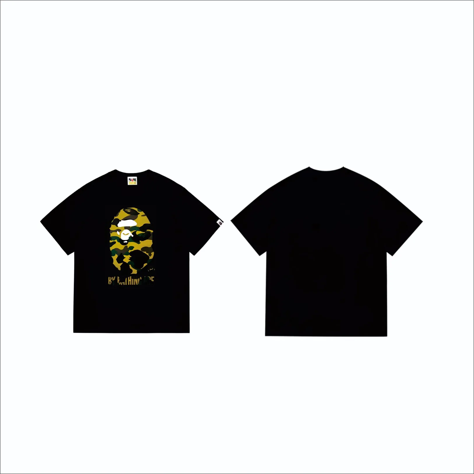 SC260#p110💰 (top version) BAPE classic great ape print camouflage short-sleeved T-shirt. Made of 260 grams of high-quality high-weave pure cotton fabric. Double yarn combed, soft texture and no pilling. Imported environmentally friendly printing glue. Bright and three-dimensional pattern. Quality💥Same style for men and women. The upper body is trendy. Color: black and yellow, white and yellow, black and green, white and green. Size: S M L XL XXL