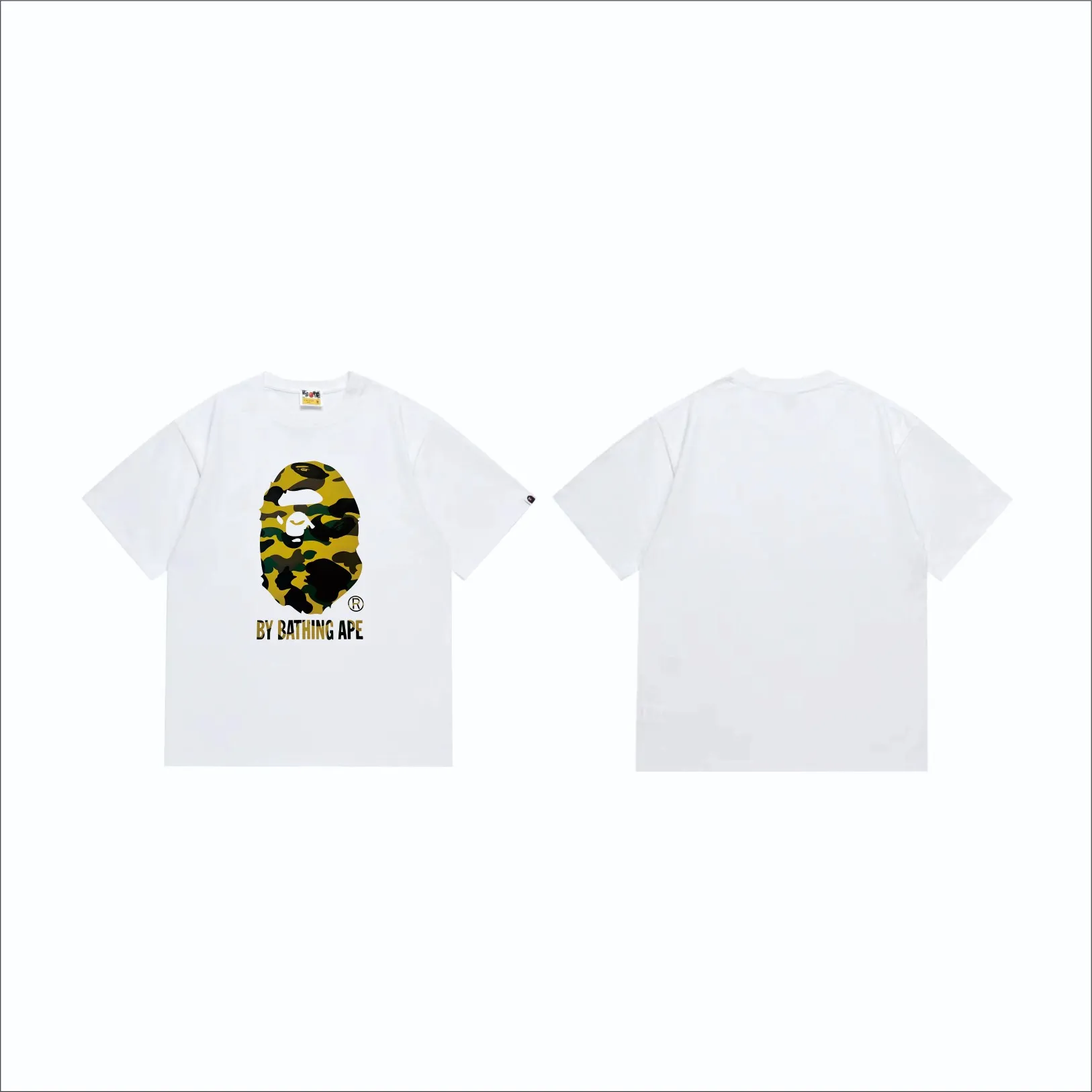 SC260#p110💰 (top version) BAPE classic great ape print camouflage short-sleeved T-shirt. Made of 260 grams of high-quality high-weave pure cotton fabric. Double yarn combed, soft texture and no pilling. Imported environmentally friendly printing glue. Bright and three-dimensional pattern. Quality💥Same style for men and women. The upper body is trendy. Color: black and yellow, white and yellow, black and green, white and green. Size: S M L XL XXL