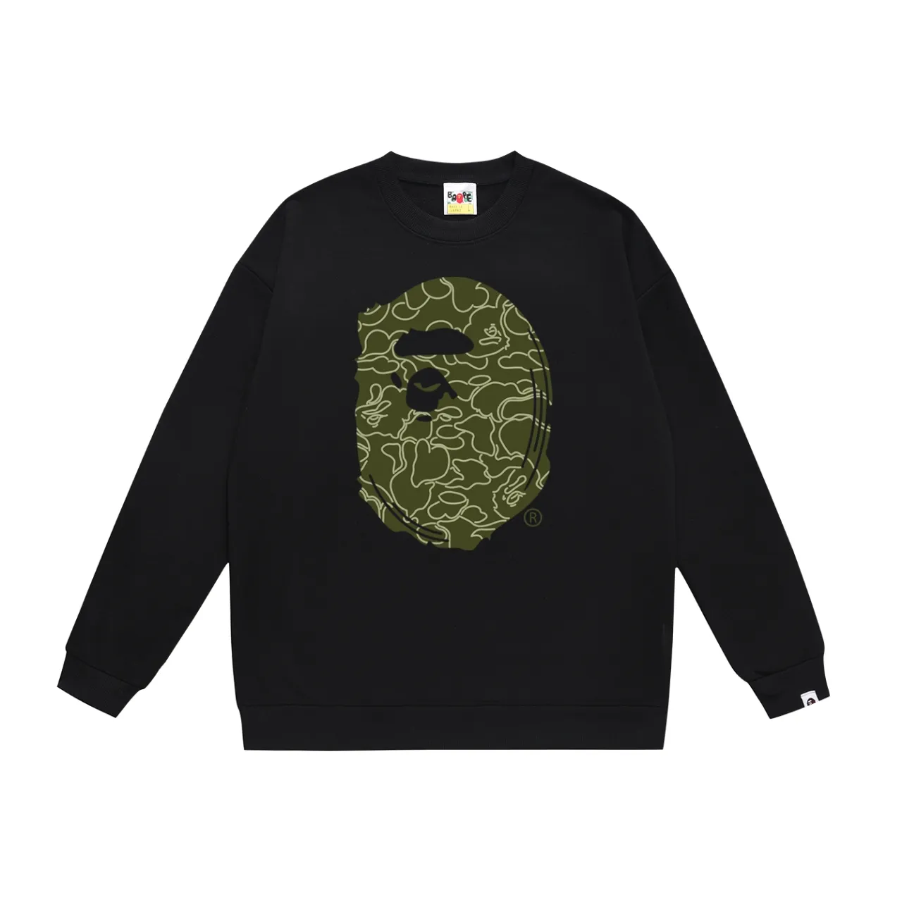 P160 model number SC473# terry 80 plus velvet 90 (top version) BAPE Monkey Head 30th Anniversary Limited Edition Camouflage Round Neck Sweater Made of 380g large terry (drop shoulder large version) fabric, soft and non-pilling texture, imported environmentally friendly printing glue, bright and three-dimensional pattern, quality 💥Same style for men and women. The upper body is trendy. Colors: black green, white green, gray green, black red, white red, gray red, black blue, white blue Gray blue Size: S M L XL XXL