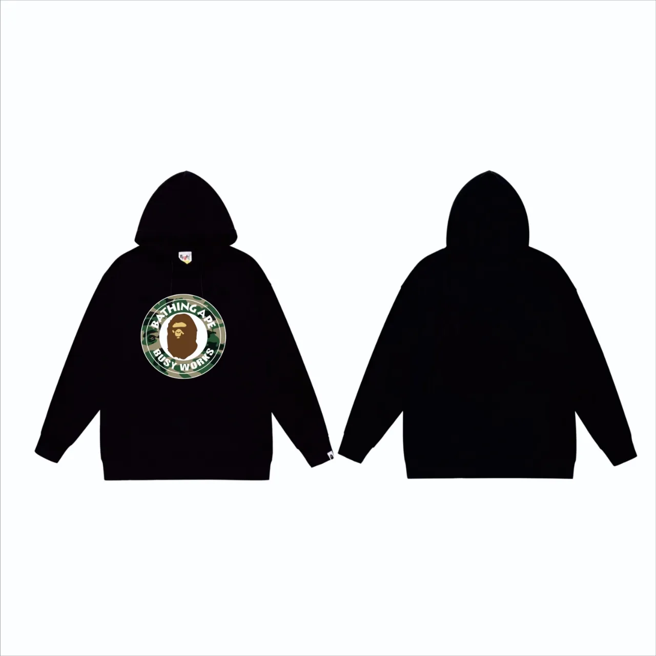 P160 model number SC821# terry 80 plus velvet 90 (top version) BAPE WOODLAND CAMO BUSY forest camouflage ape pattern printed hooded sweatshirt. Made of 380 grams of large terry (drop shoulder large version) fabric. The texture is soft and non-pilling. Imported environmentally friendly printing glue. The pattern is bright and three-dimensional. The quality is the same for men and women. The upper body is trendy. Color: Black White Gray Size: S M L XL XXL