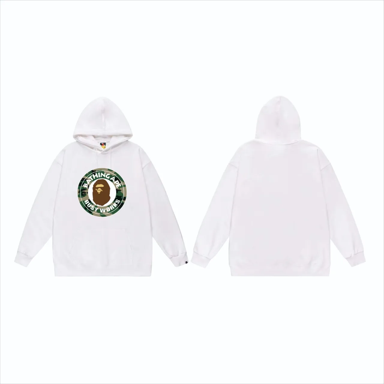 P160 model number SC821# terry 80 plus velvet 90 (top version) BAPE WOODLAND CAMO BUSY forest camouflage ape pattern printed hooded sweatshirt. Made of 380 grams of large terry (drop shoulder large version) fabric. The texture is soft and non-pilling. Imported environmentally friendly printing glue. The pattern is bright and three-dimensional. The quality is the same for men and women. The upper body is trendy. Color: Black White Gray Size: S M L XL XXL