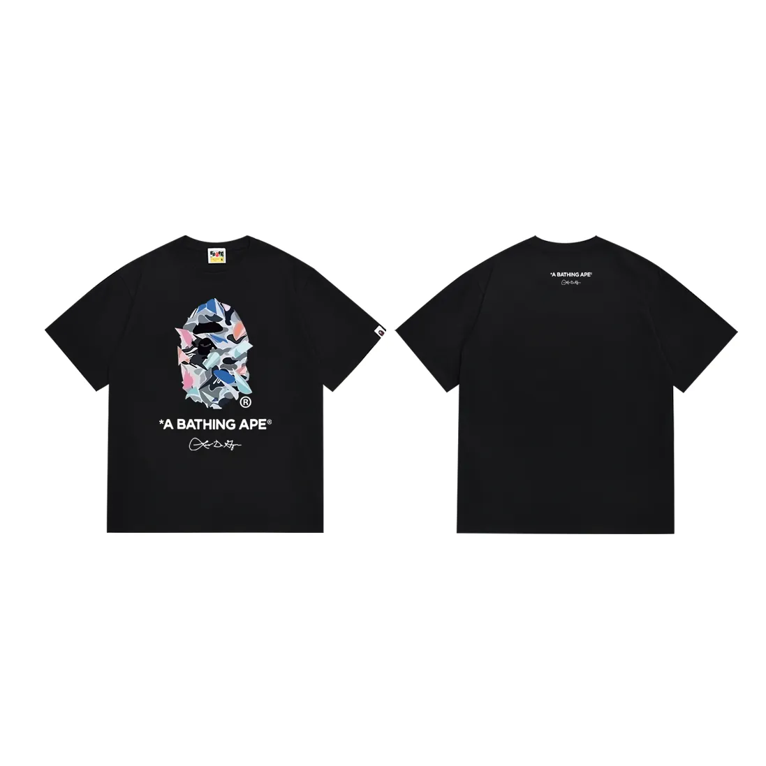 P110 SC008# (top version) BAPE ape head letter printed short-sleeved T-shirt Japanese trendy brand for men. Made of 260 grams of high-quality high-woven pure cotton fabric. Double yarn combed. The texture is soft and non-pilling. Imported environmentally friendly printing glue. The pattern is bright and three-dimensional. Quality 💥Same style for men and women. The upper body is trendy. Color: black and white. Size: S M L XL XXL