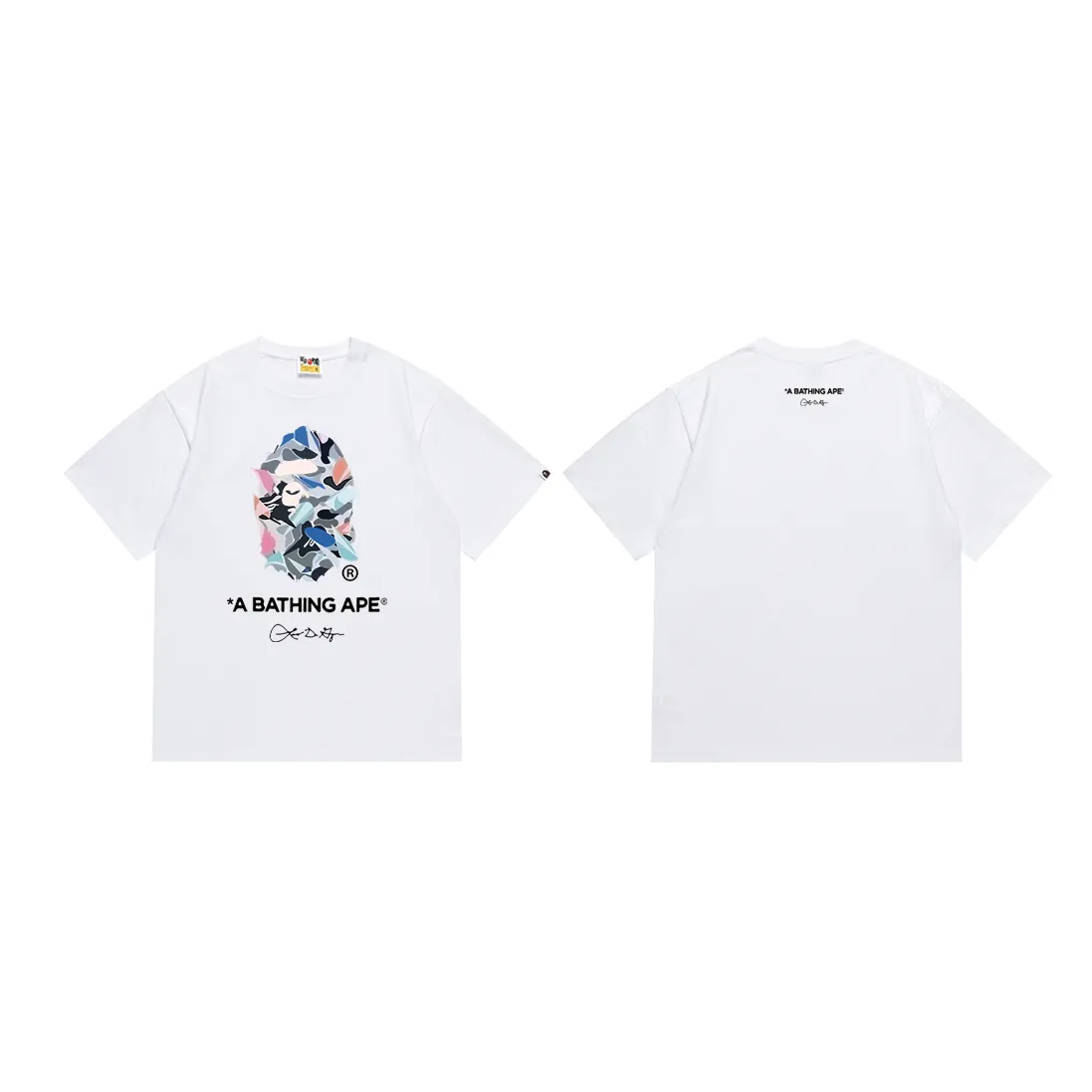 P110 SC008# (top version) BAPE ape head letter printed short-sleeved T-shirt Japanese trendy brand for men. Made of 260 grams of high-quality high-woven pure cotton fabric. Double yarn combed. The texture is soft and non-pilling. Imported environmentally friendly printing glue. The pattern is bright and three-dimensional. Quality 💥Same style for men and women. The upper body is trendy. Color: black and white. Size: S M L XL XXL