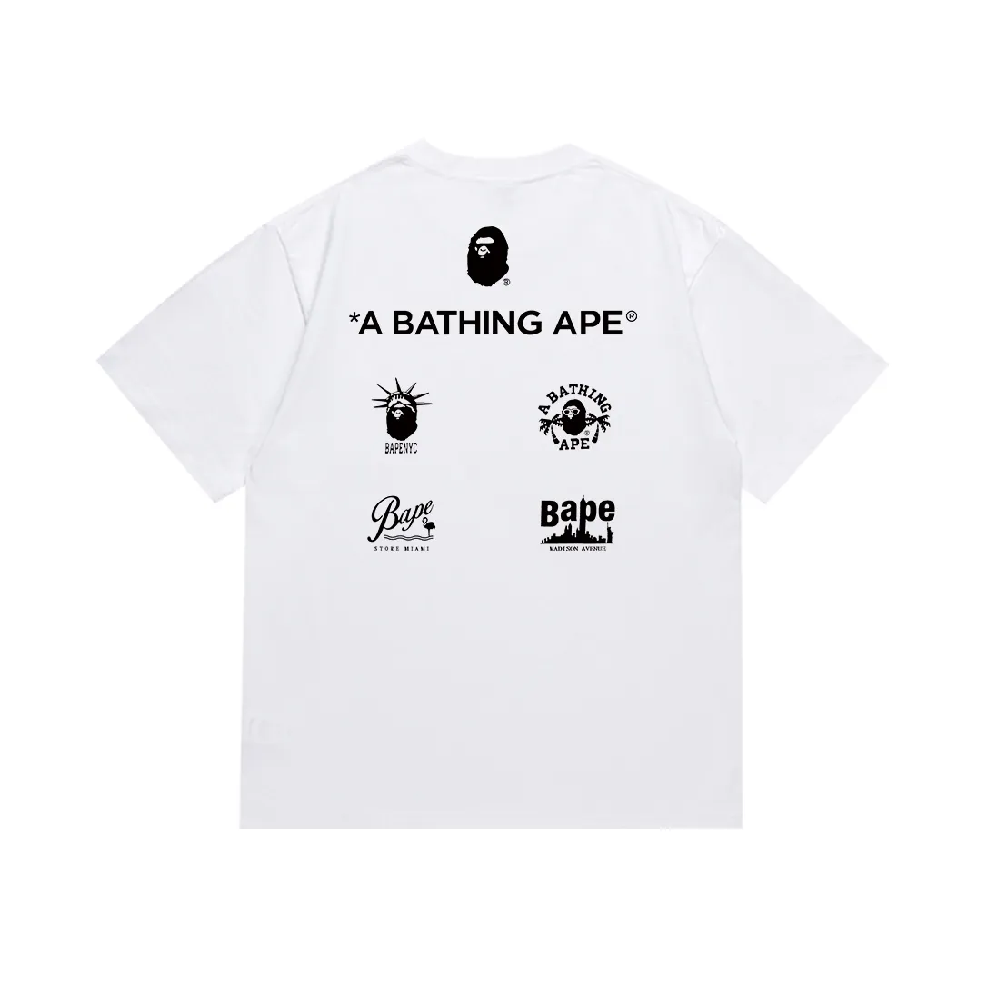 SC141#p110💰 (top version) BAPE's new Great Ape head letter printed short-sleeved T-shirt is made of 260 grams of high-quality high-weave pure cotton fabric, double yarn combed, soft texture and no pilling. Imported environmentally friendly printing glue, bright and three-dimensional pattern, quality 💥Same style for men and women. The upper body is trendy. Color: black white Size: S M L XL XXL