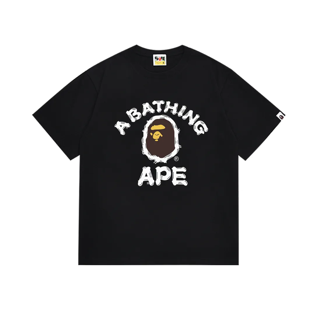 P110 SC012# (top version) BAPE ape head letter printed short-sleeved T-shirt Japanese trendy brand for men. Made of 260 grams of high-quality high-weave pure cotton fabric. Double yarn combed. The texture is soft and non-pilling. Imported environmentally friendly printing glue. The pattern is bright and three-dimensional. Quality 💥Same style for men and women. The upper body is trendy. Color: black and white. Size: S M L XL XXL