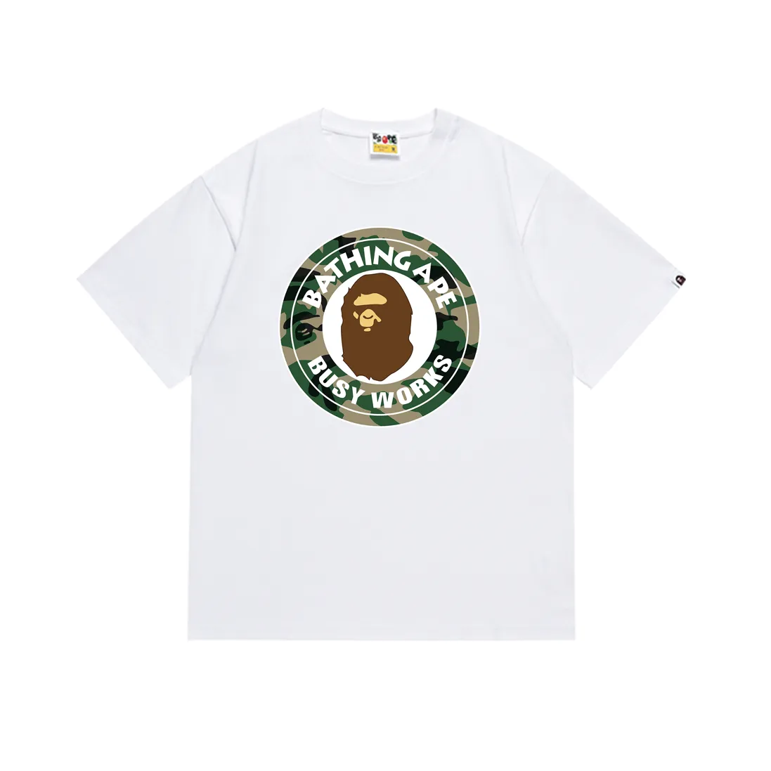 SC221#p110💰 (Top version) BAPE WOODLAND CAMO BUSY forest camouflage ape pattern printed T-shirt Made of 260 grams of high-quality high-weave pure cotton fabric, double yarn combed, soft texture and no pilling Imported environmentally friendly printing glue, bright and three-dimensional pattern, quality 💥Same style for men and women, the upper body is fashionable Color: black white Size: S M L XL XXL