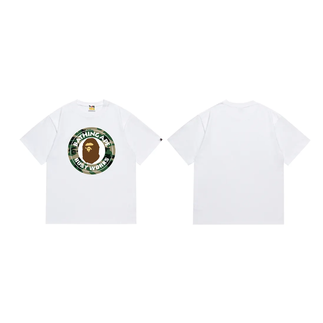SC221#p110💰 (Top version) BAPE WOODLAND CAMO BUSY forest camouflage ape pattern printed T-shirt Made of 260 grams of high-quality high-weave pure cotton fabric, double yarn combed, soft texture and no pilling Imported environmentally friendly printing glue, bright and three-dimensional pattern, quality 💥Same style for men and women, the upper body is fashionable Color: black white Size: S M L XL XXL